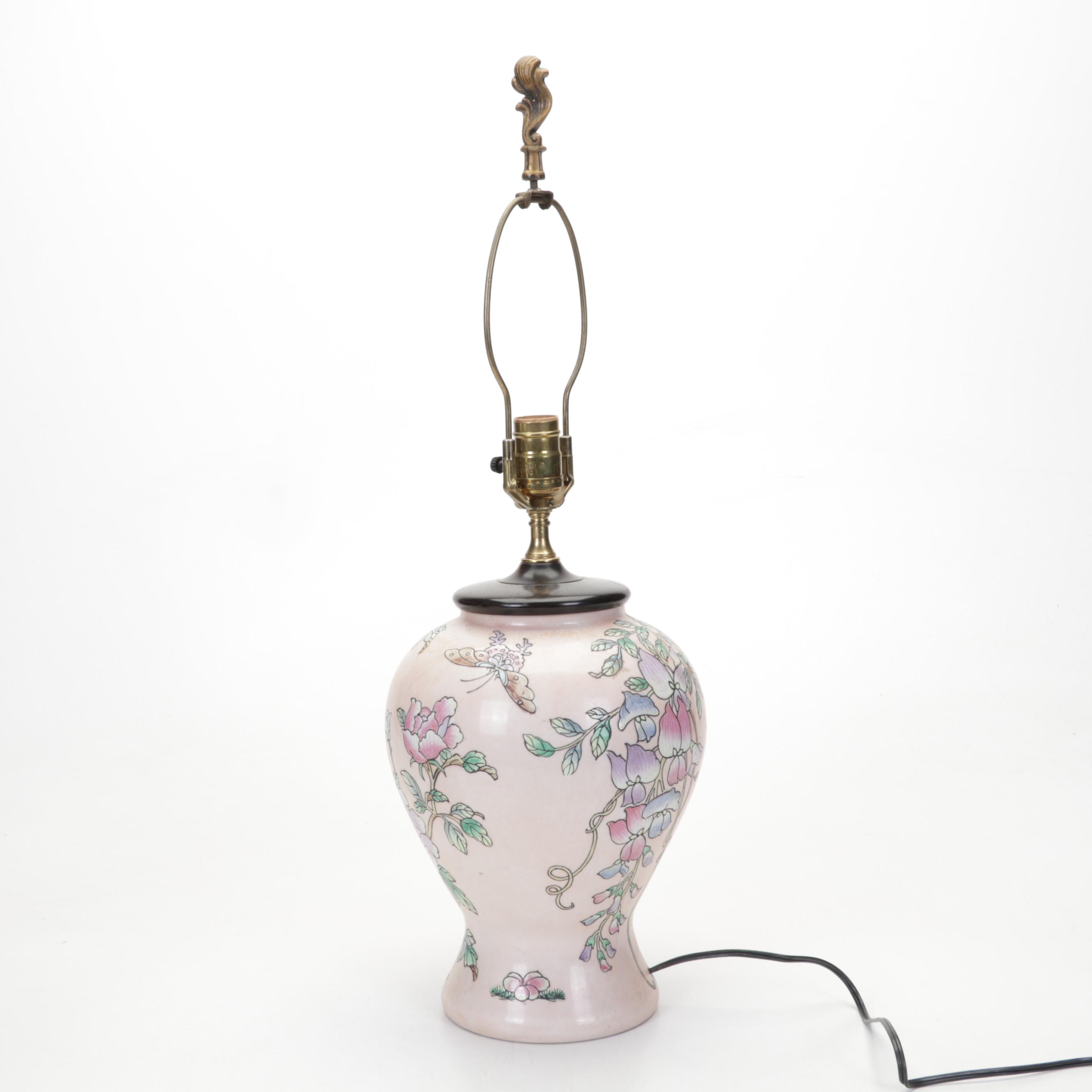 Hand-Painted Porcelain Table Lamp, Late 20th Century