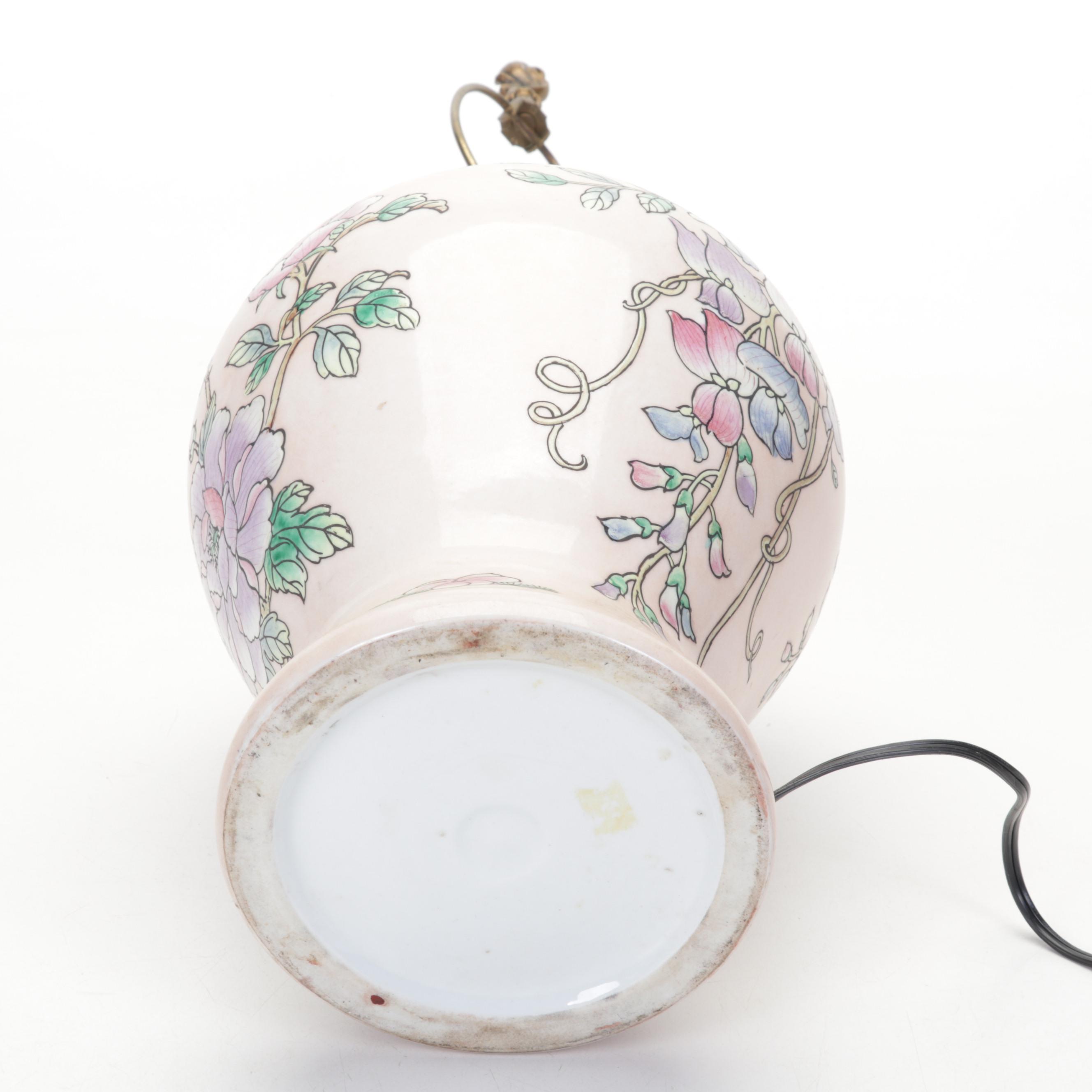 Hand-Painted Porcelain Table Lamp, Late 20th Century