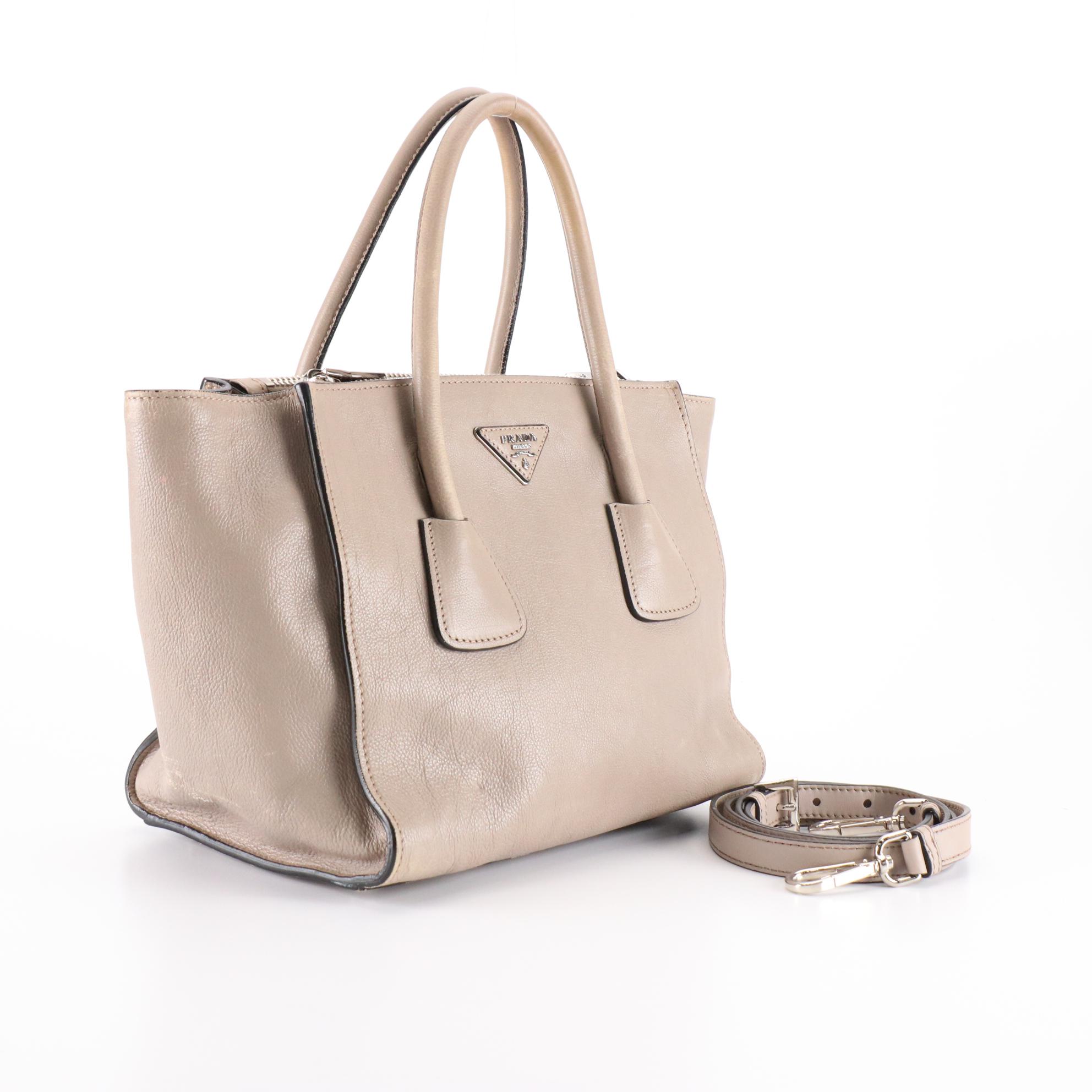 Prada Twin Pocket Tote in Calfskin Leather