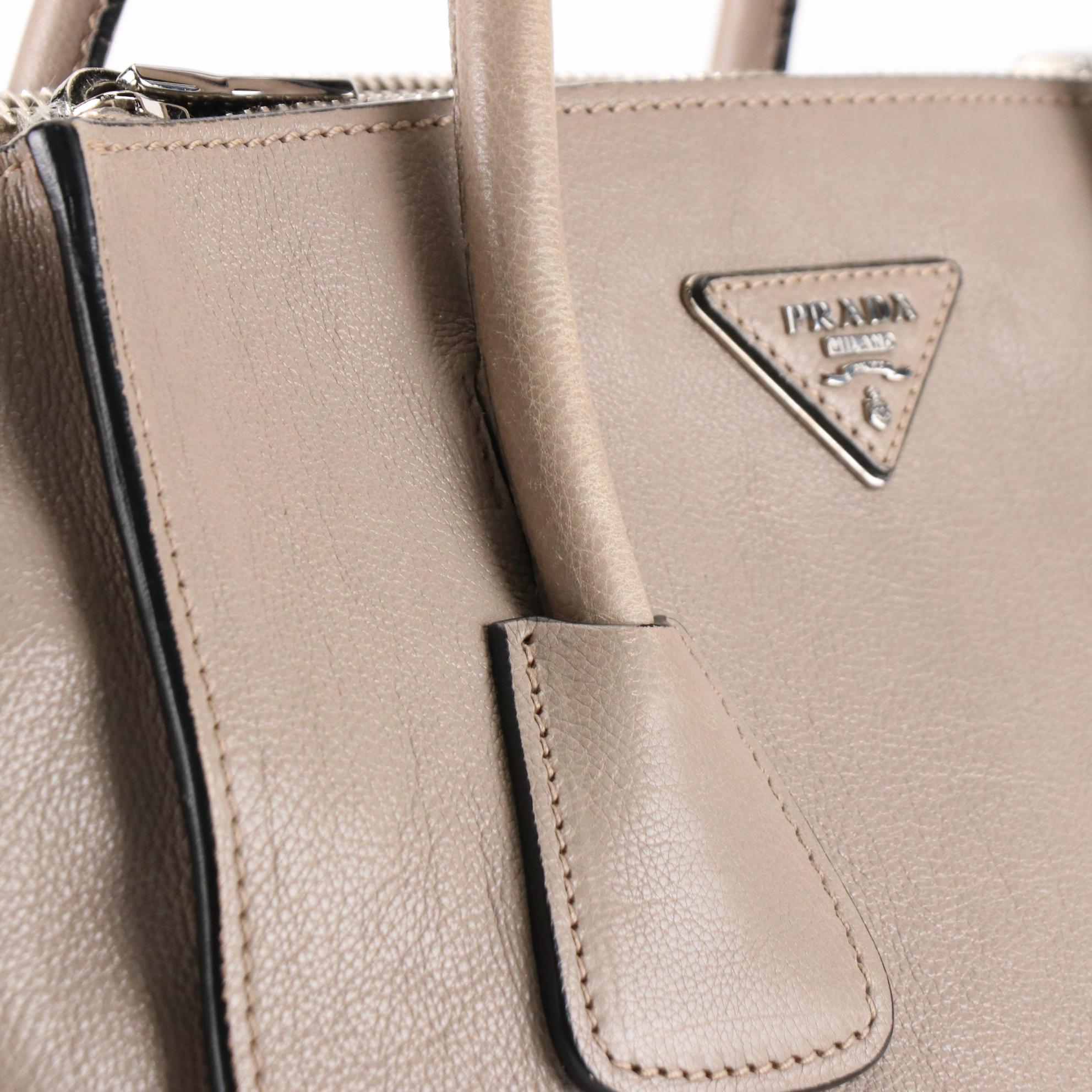 Prada Twin Pocket Tote in Calfskin Leather