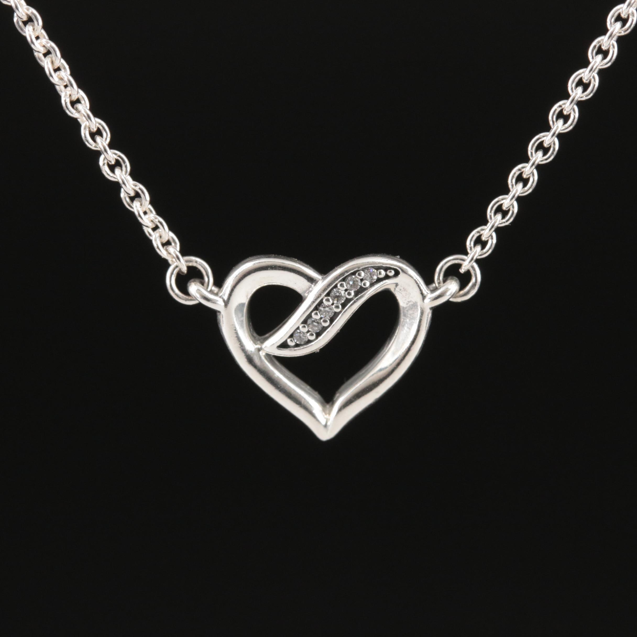 Sterling Cubic Zirconia Heart Necklace
