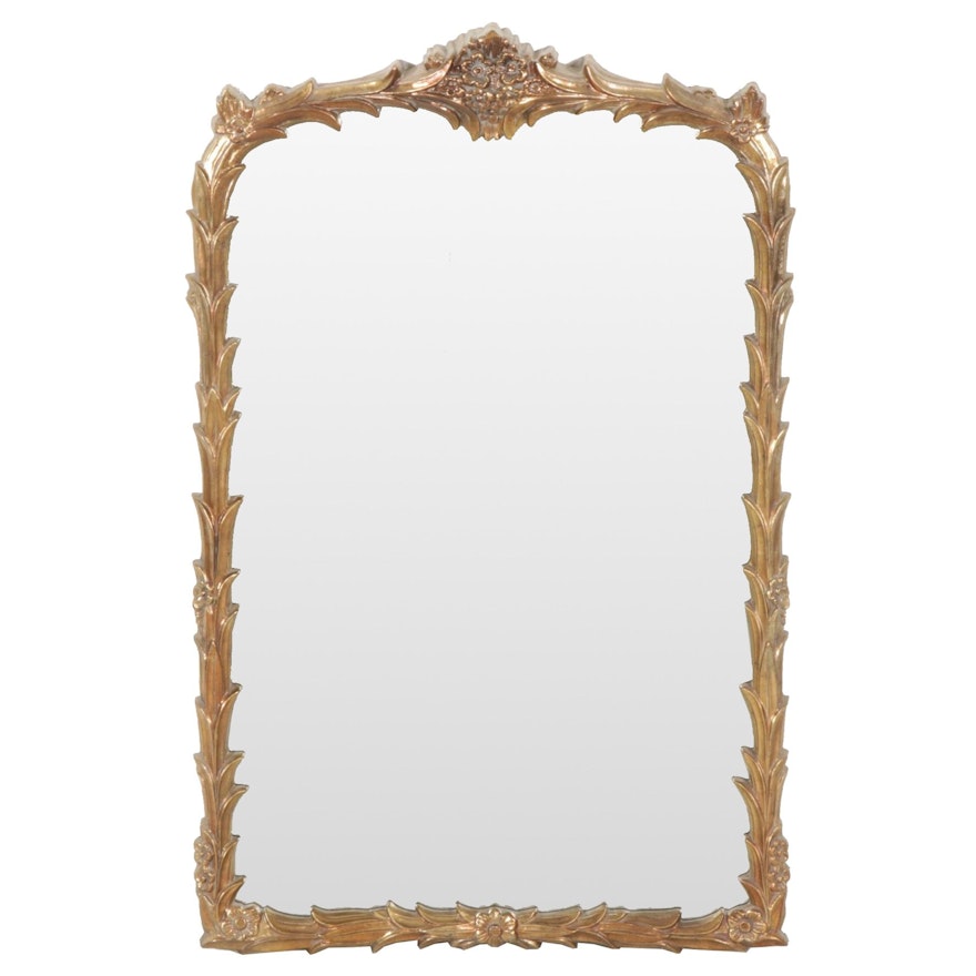 Wall Mirror with Gold Toned Floral Frame, 21st Century