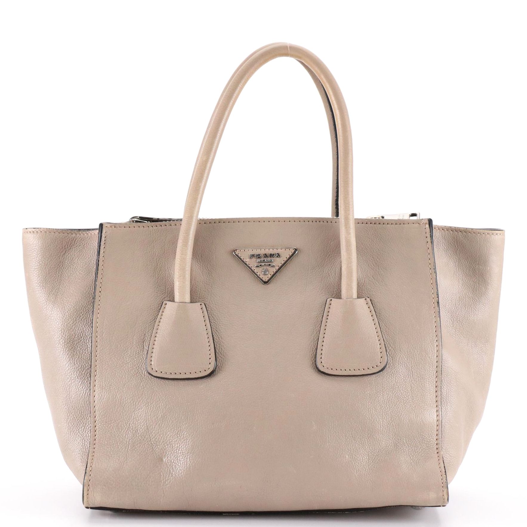 Prada Twin Pocket Tote in Calfskin Leather