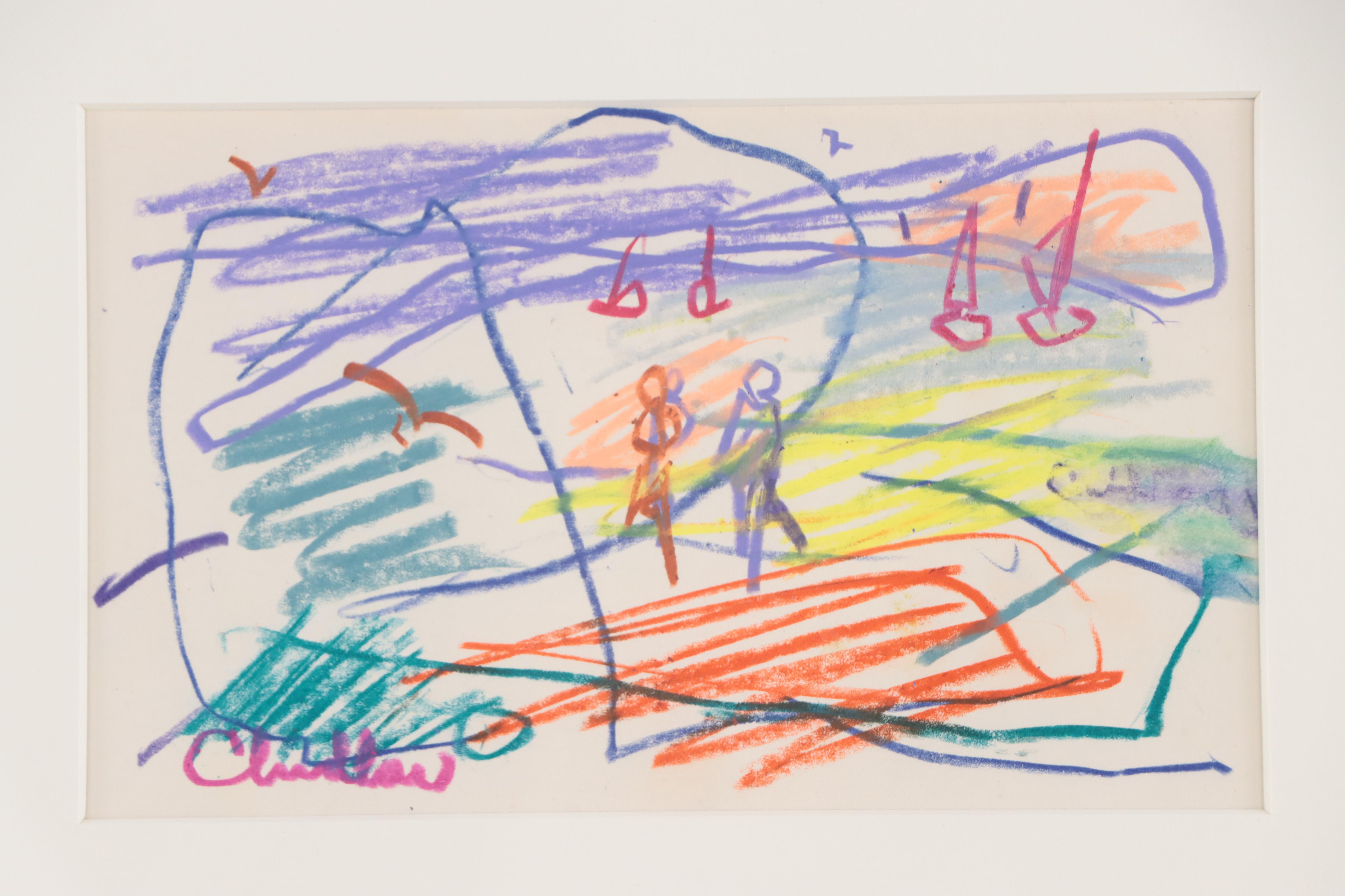 Paul Chidlaw Expressionist Figural Seascape Pastel Drawing