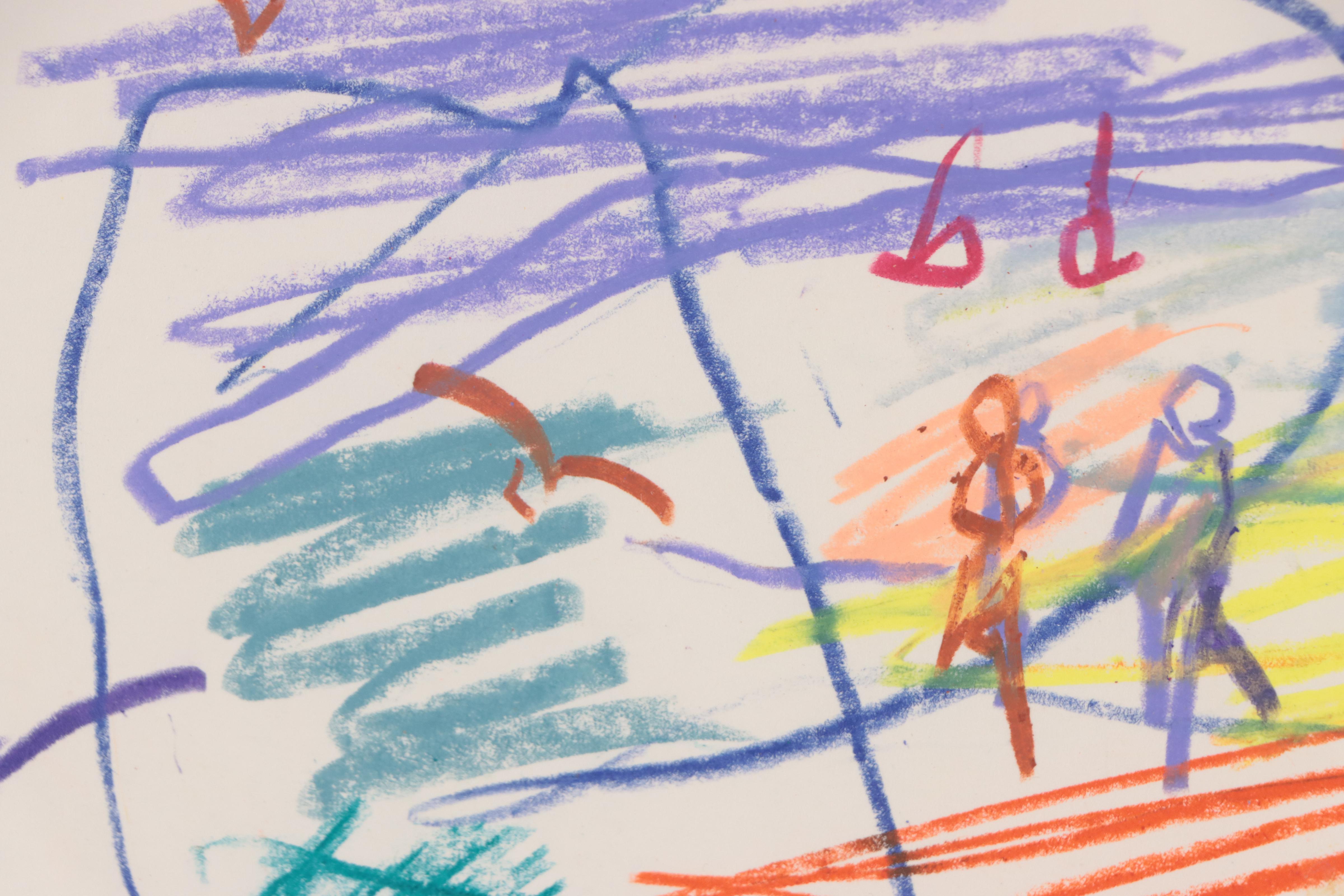 Paul Chidlaw Expressionist Figural Seascape Pastel Drawing