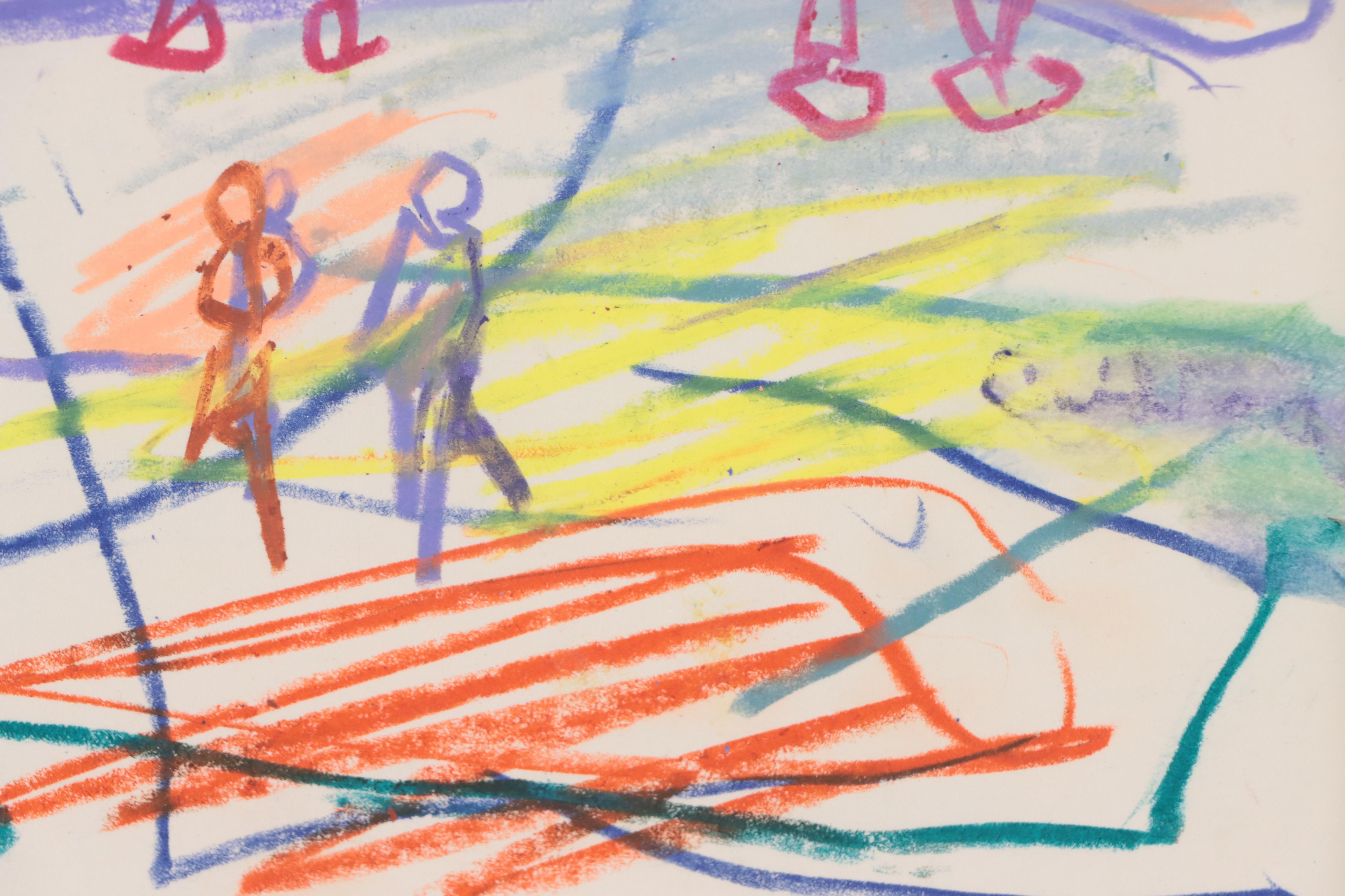 Paul Chidlaw Expressionist Figural Seascape Pastel Drawing