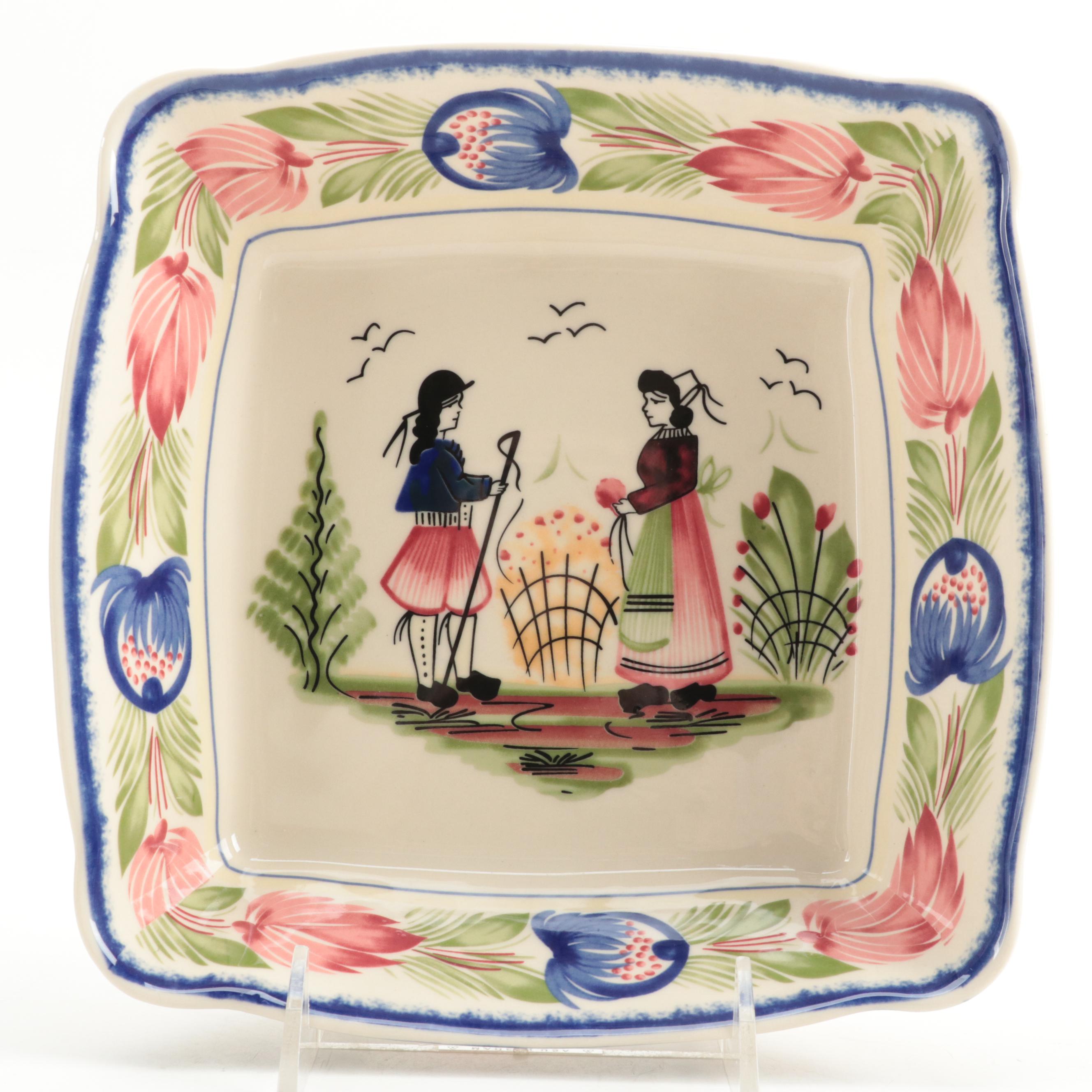 Victoria Ware and Other Quimper Style Tea Set with Serving Pieces