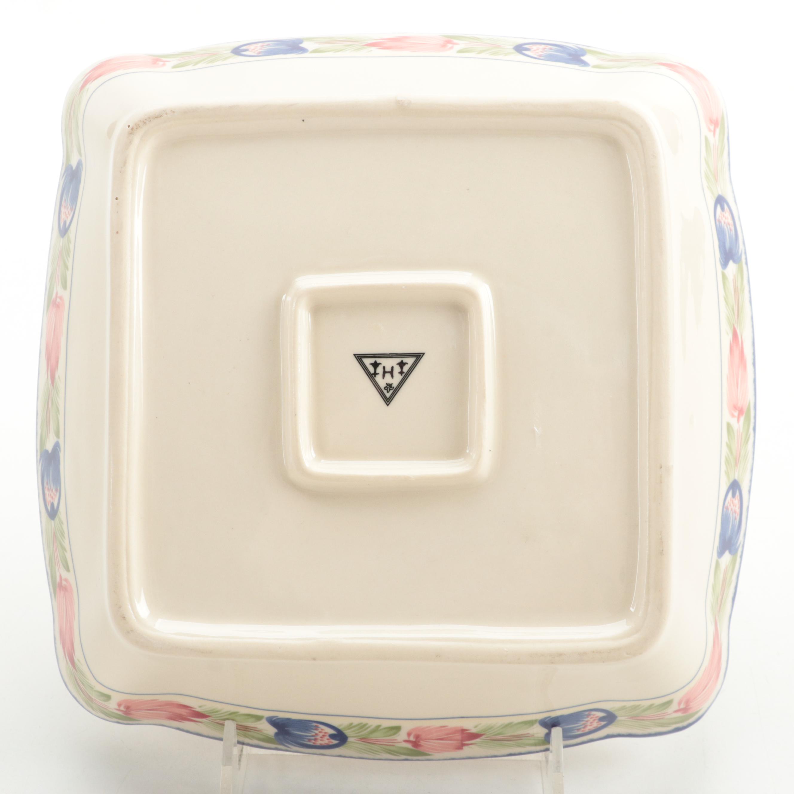 Victoria Ware and Other Quimper Style Tea Set with Serving Pieces