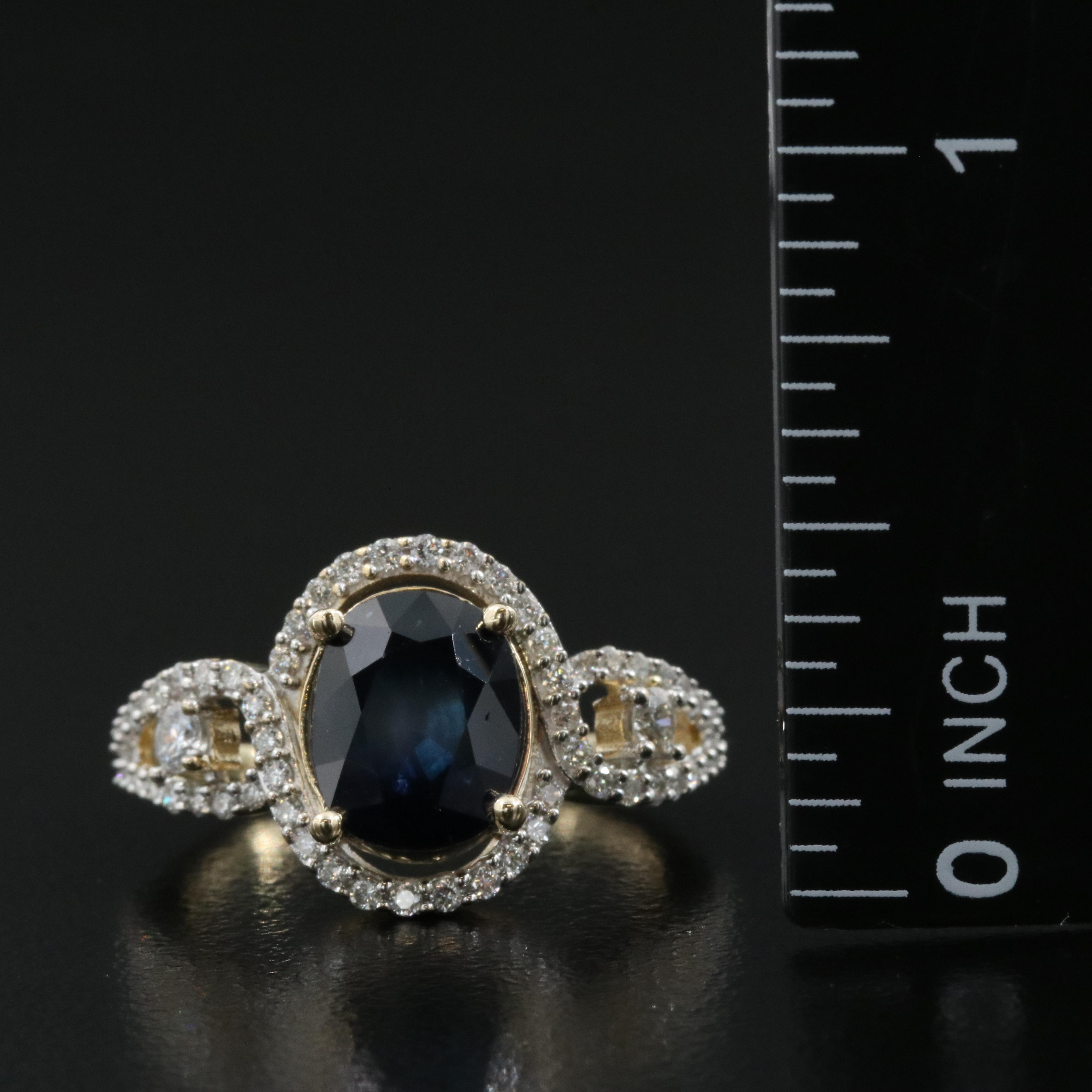 14K 3.33 CT Sapphire and Diamond Ring
