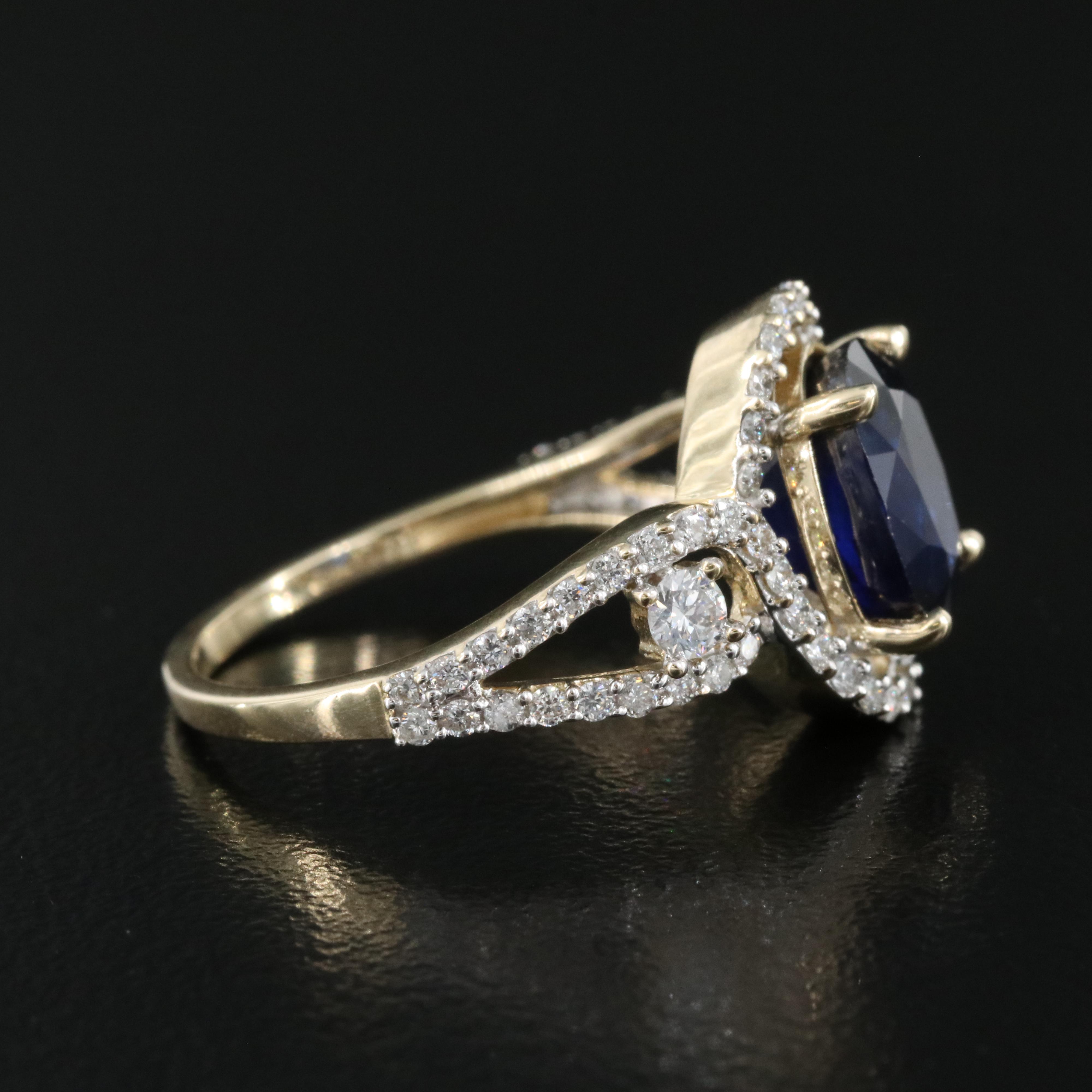 14K 3.33 CT Sapphire and Diamond Ring