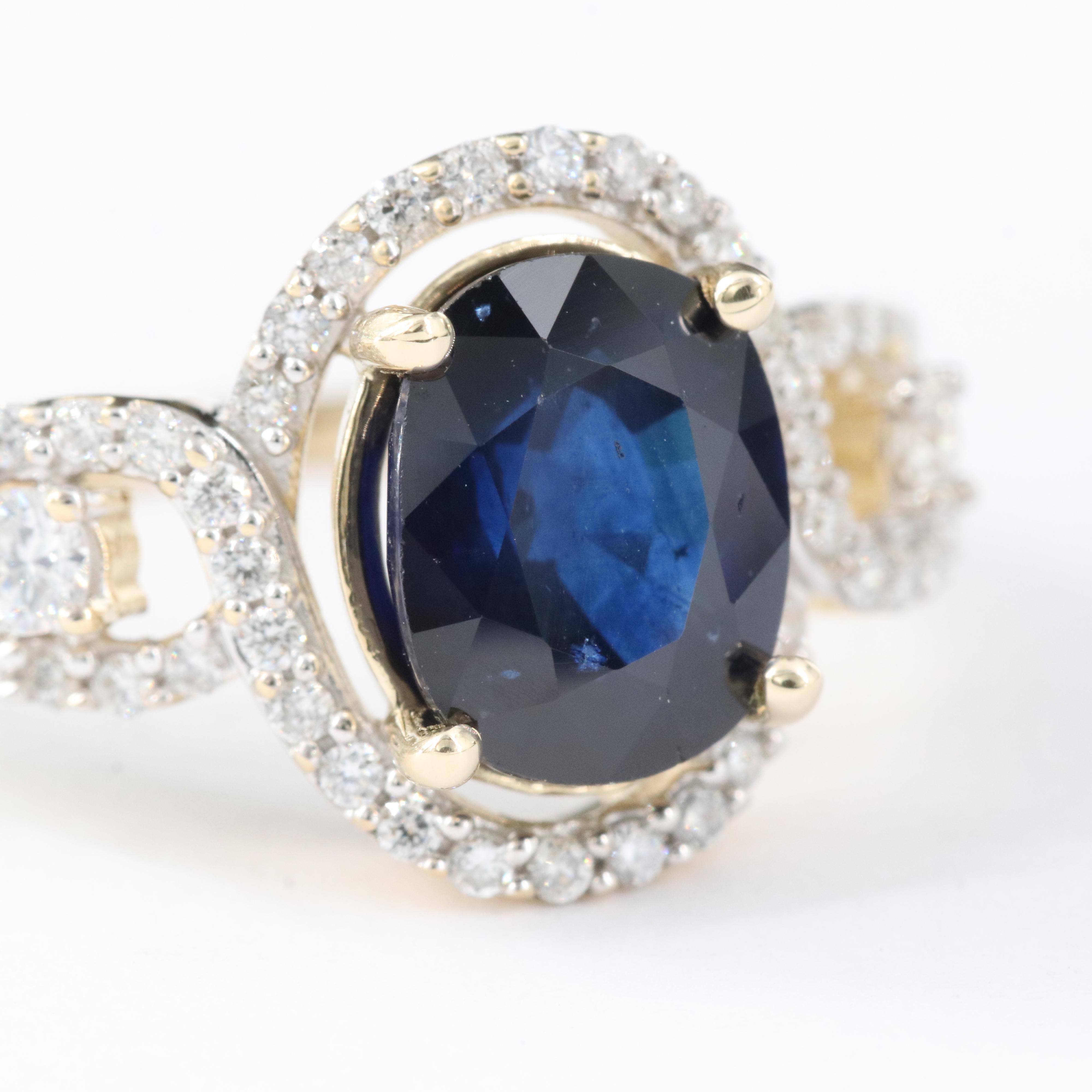 14K 3.33 CT Sapphire and Diamond Ring