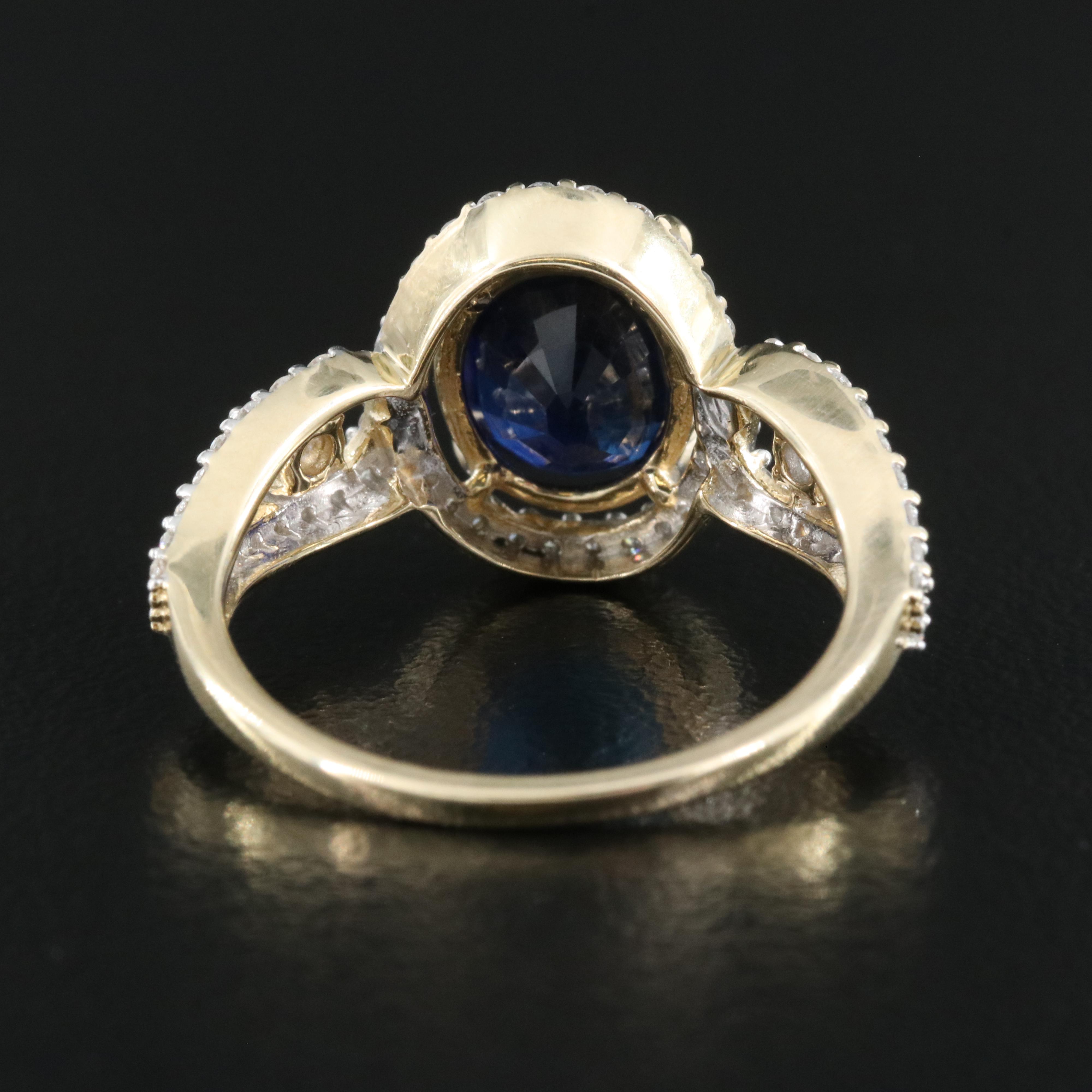 14K 3.33 CT Sapphire and Diamond Ring