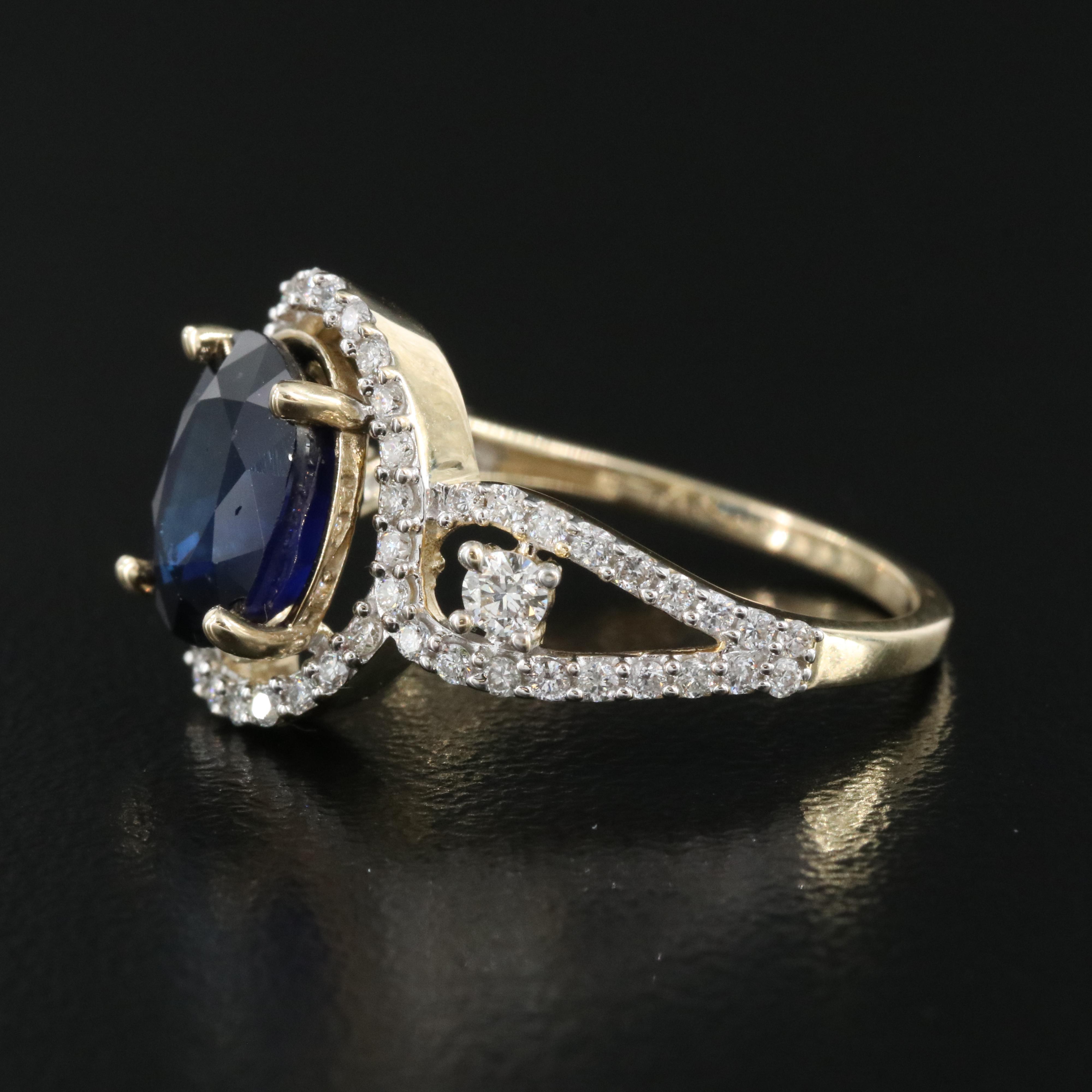 14K 3.33 CT Sapphire and Diamond Ring