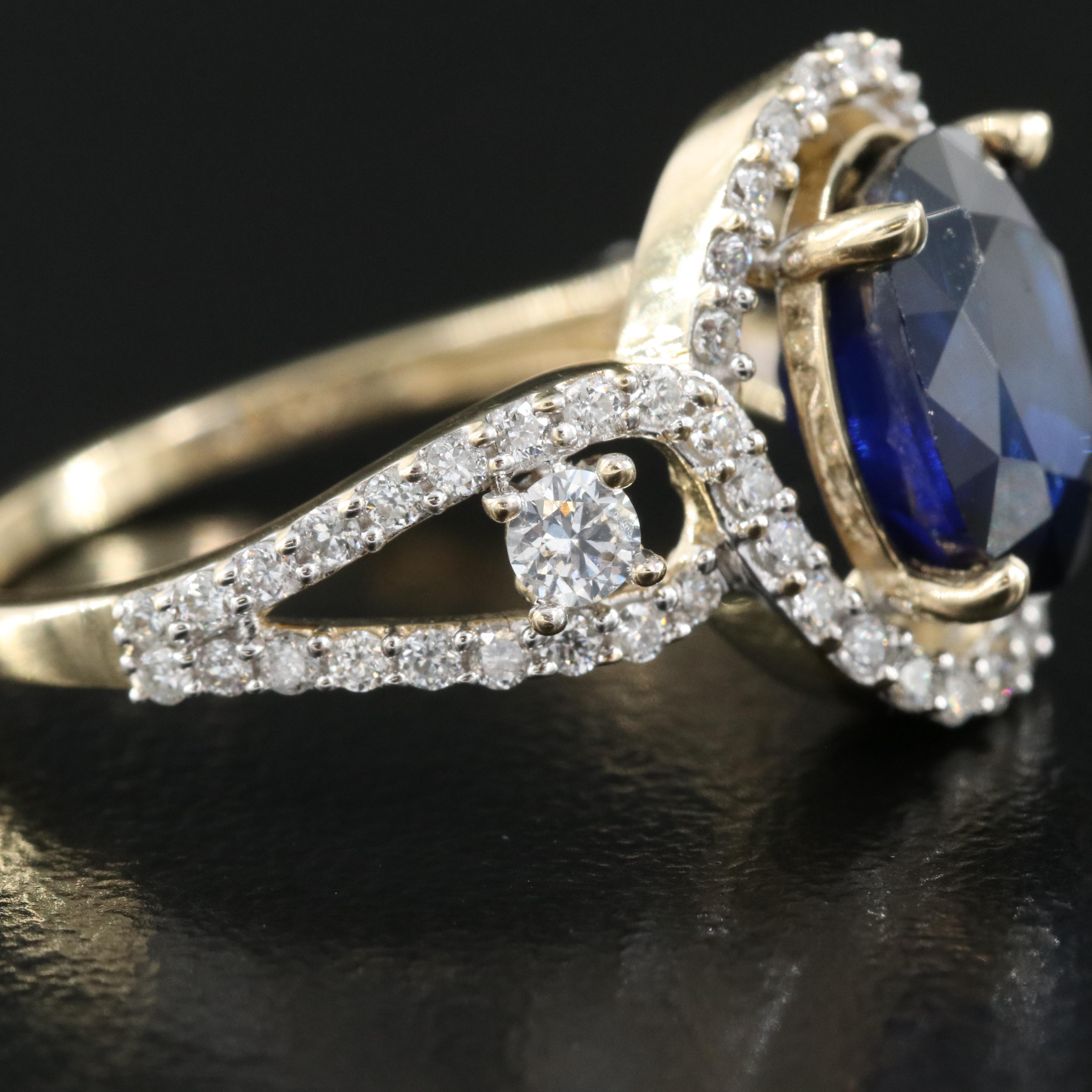 14K 3.33 CT Sapphire and Diamond Ring
