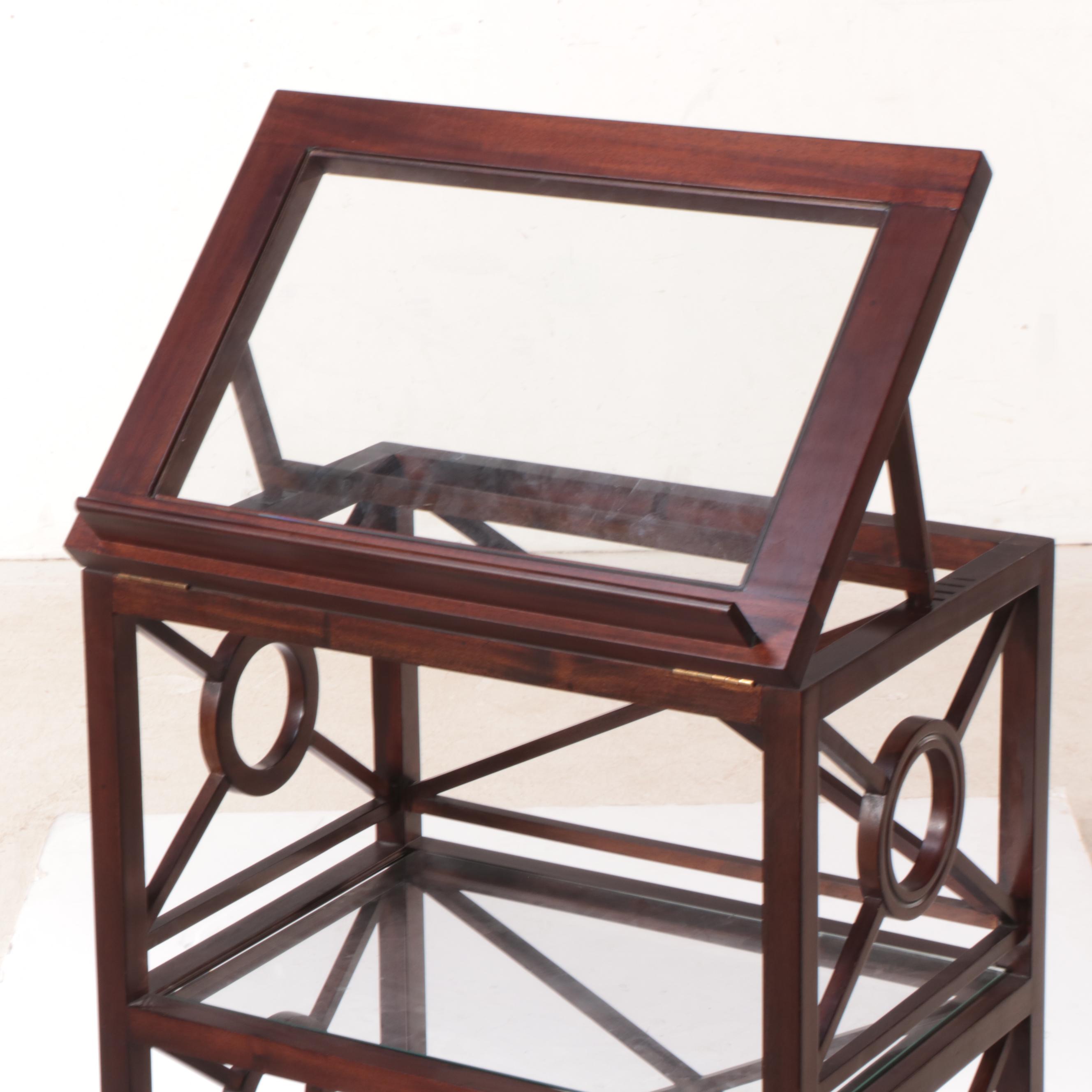 Regency Style Mahogany and Glass Four-Tier Reading Stand with Ratcheted Top