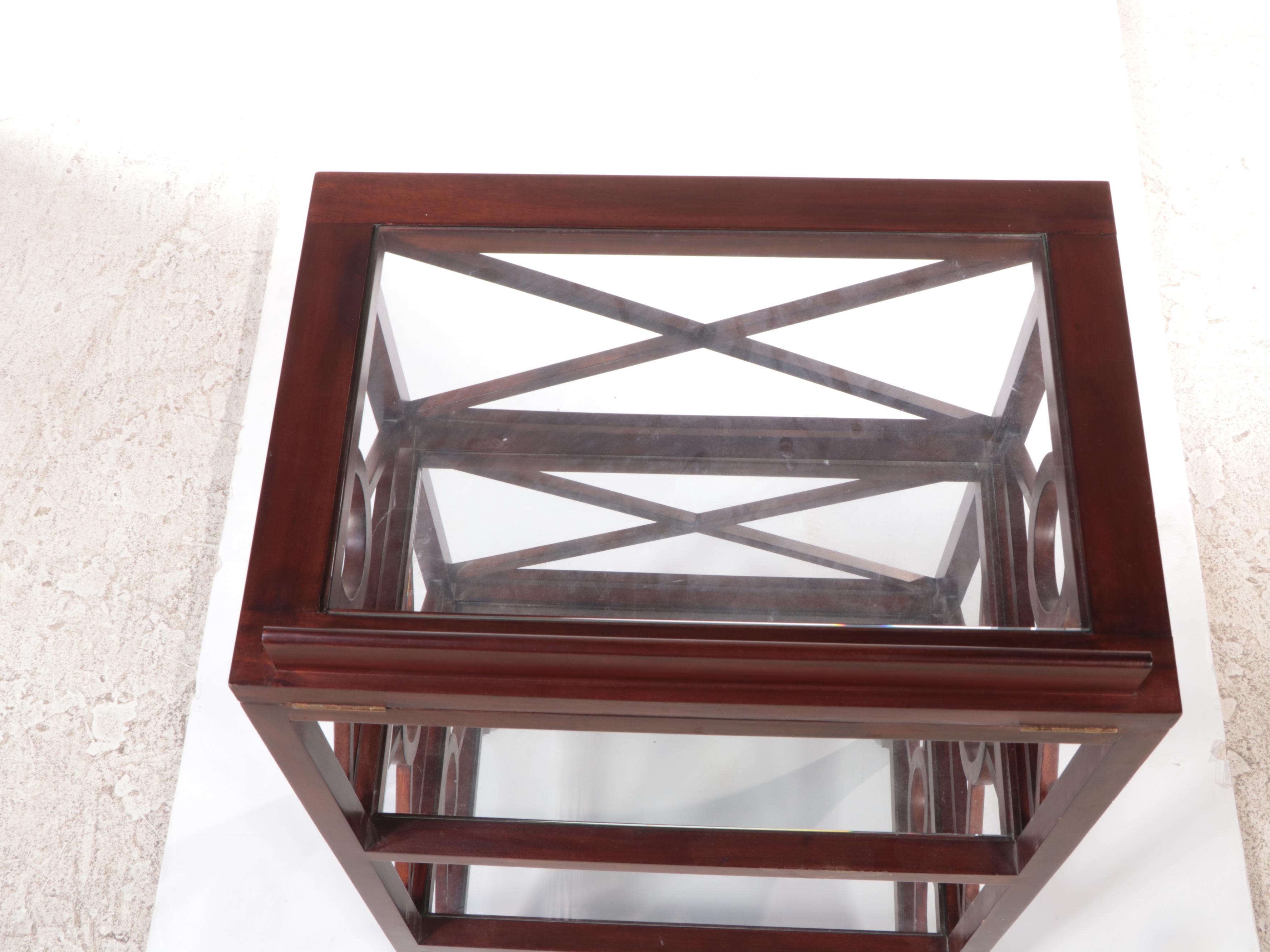 Regency Style Mahogany and Glass Four-Tier Reading Stand with Ratcheted Top