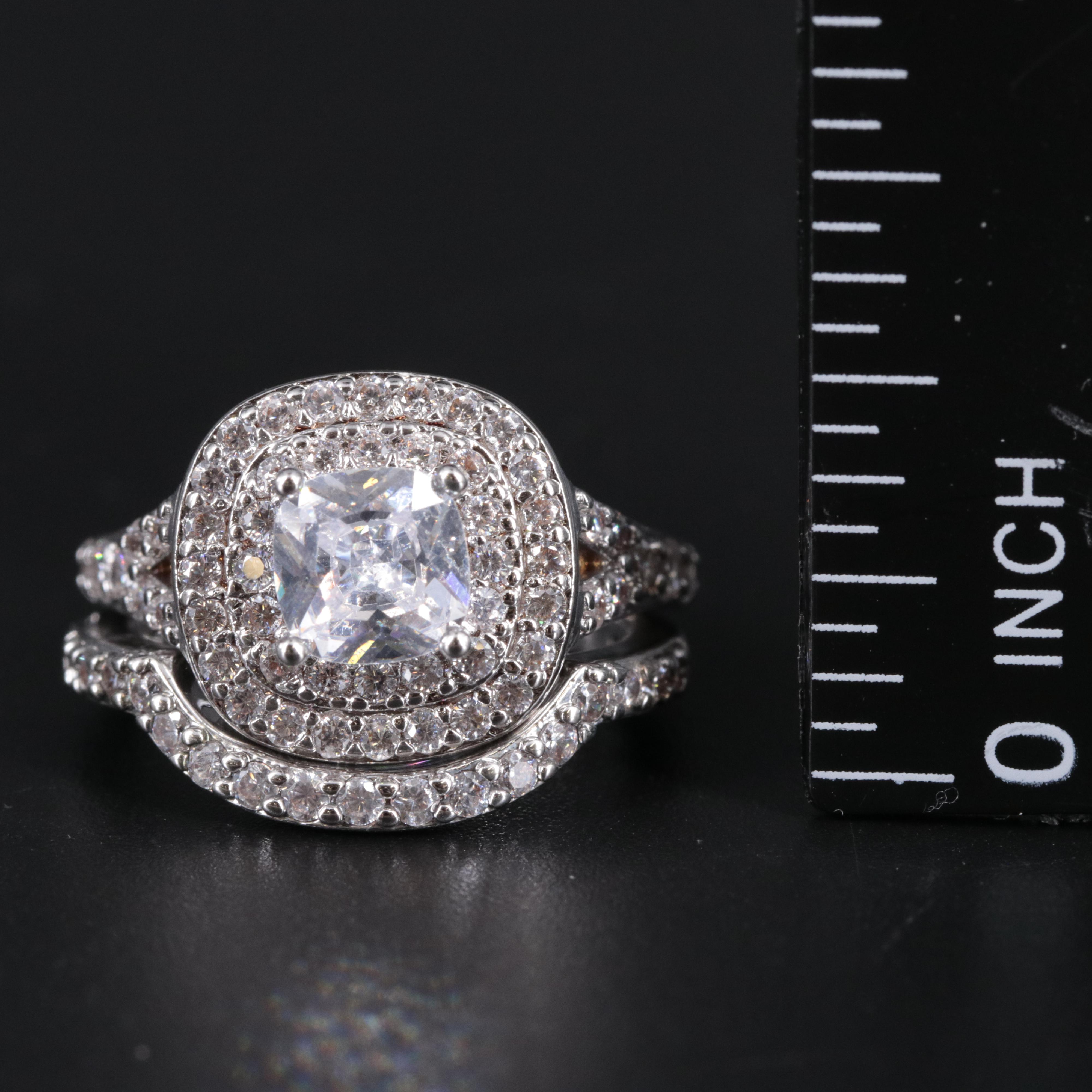 Cubic Zirconia Ring with Contour Band