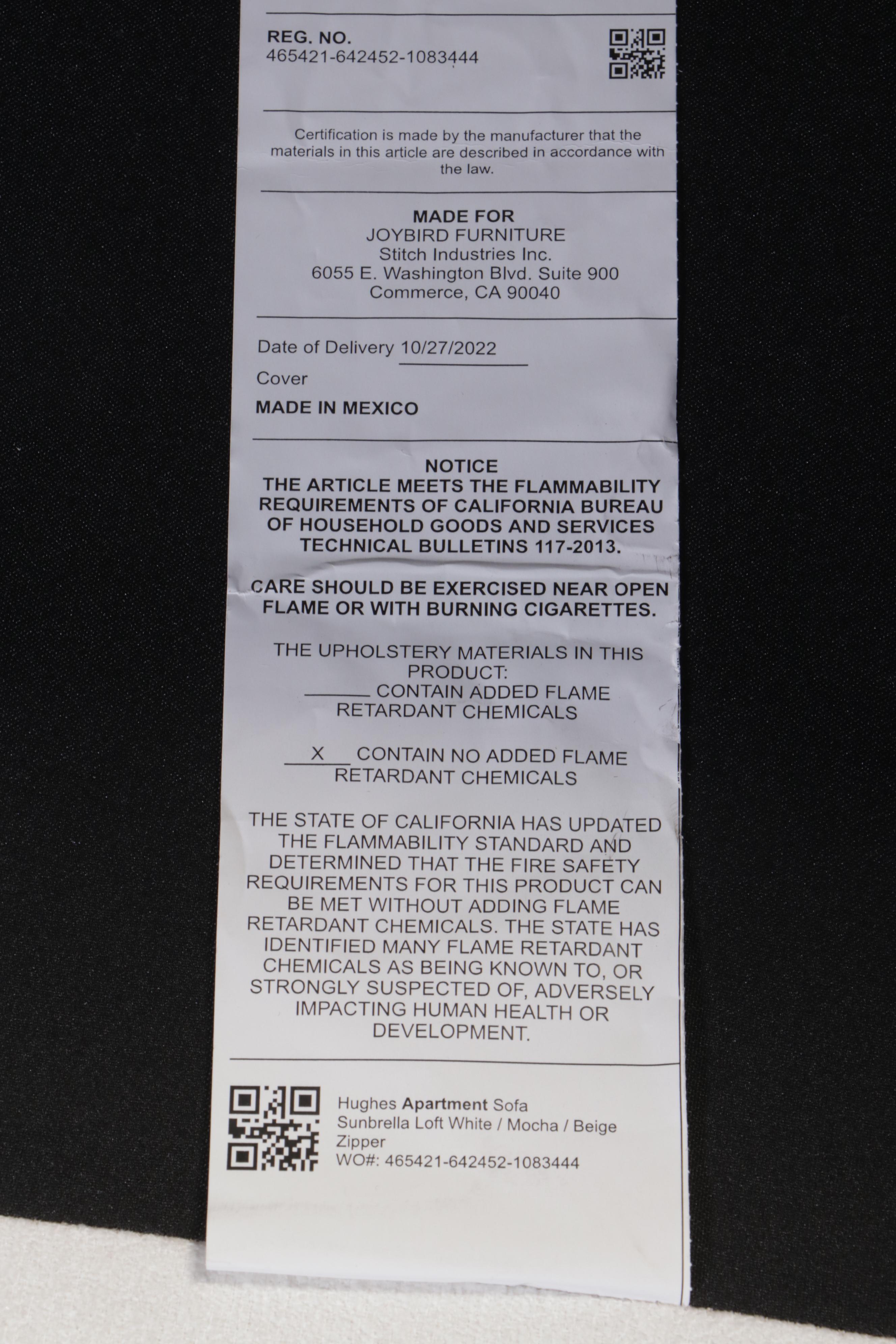 Joybird Furniture "Hughes" Modernist Style Apartment Sofa