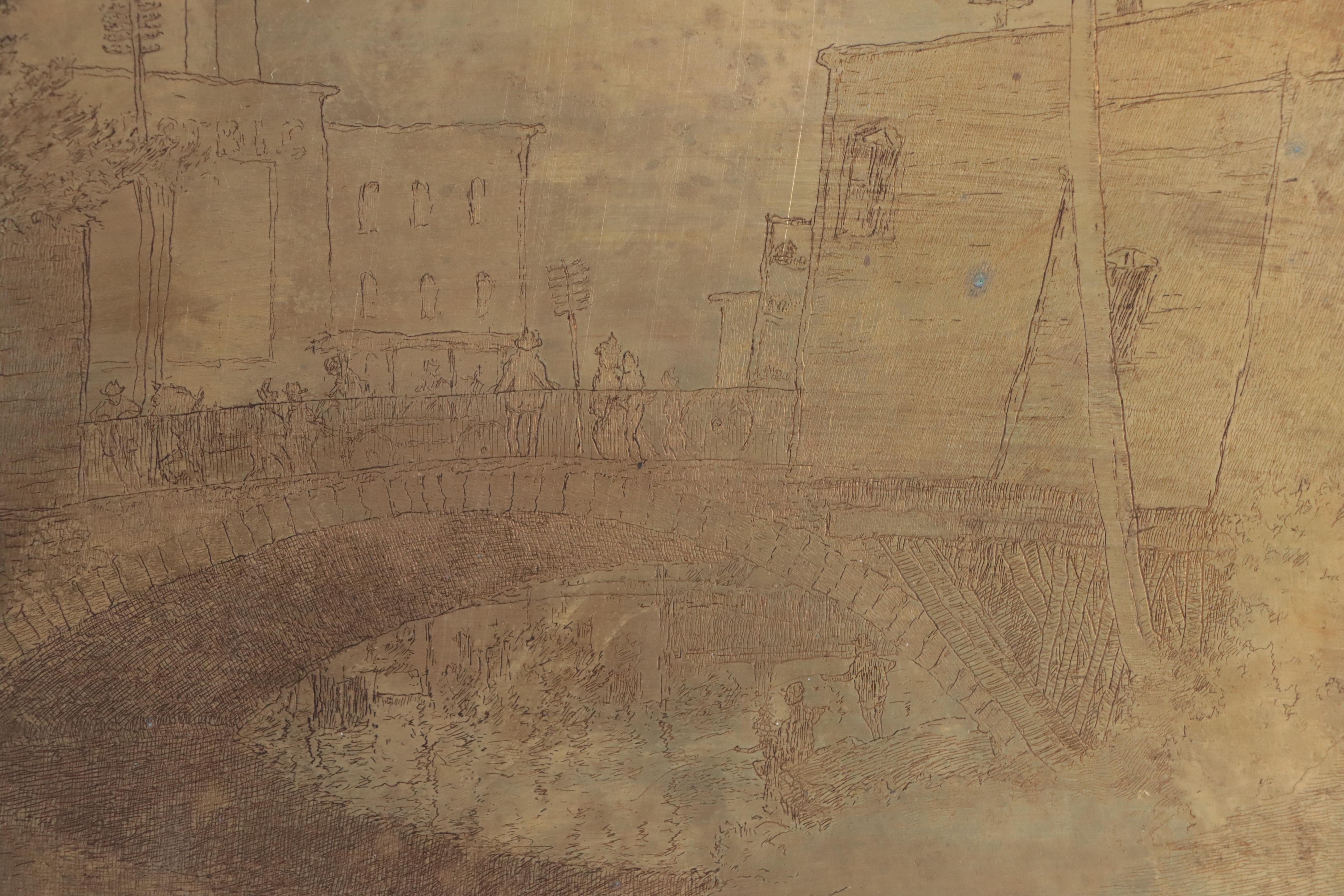 Edward T. Hurley Etched Copper Plate of Dayton Canal, 1915