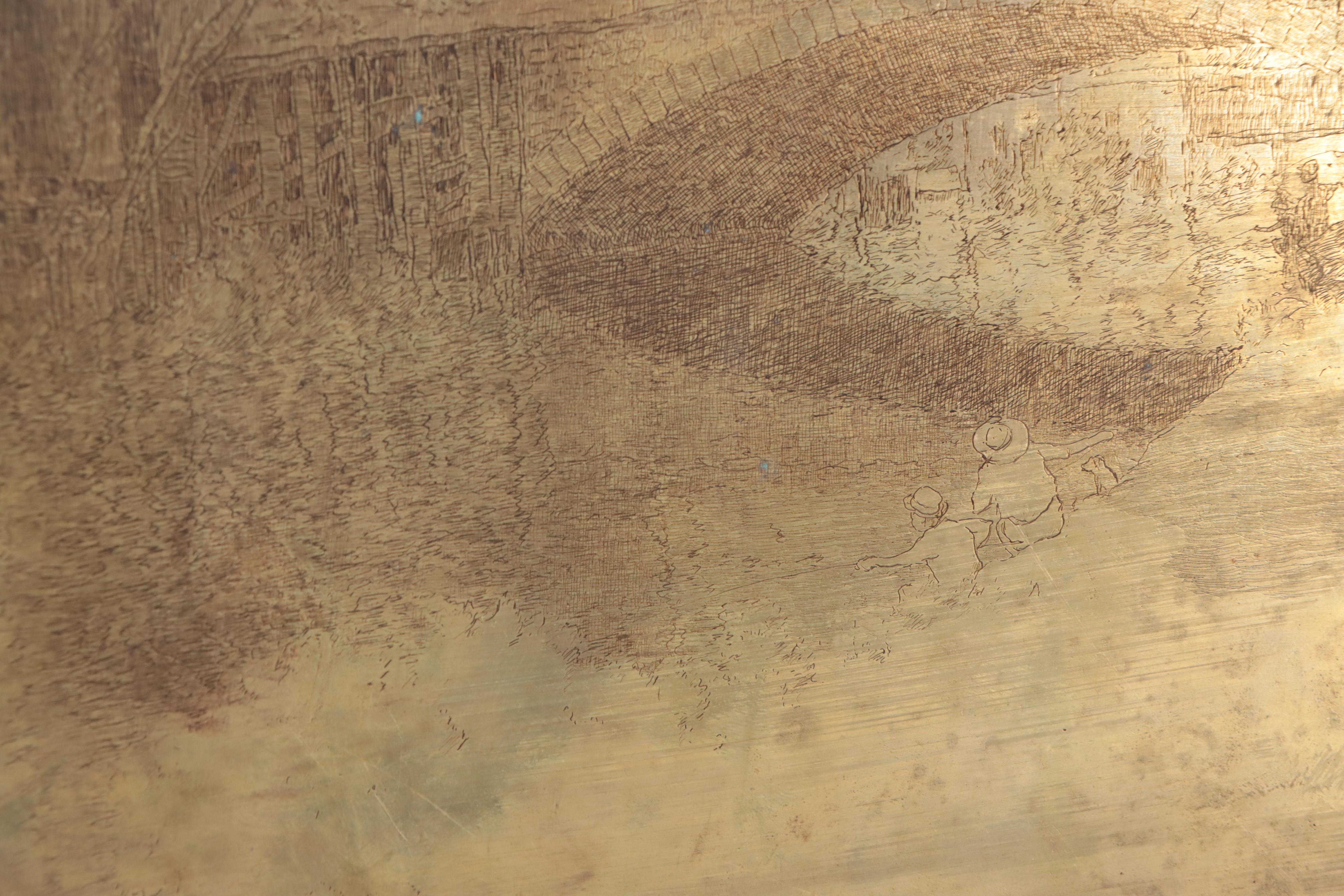 Edward T. Hurley Etched Copper Plate of Dayton Canal, 1915