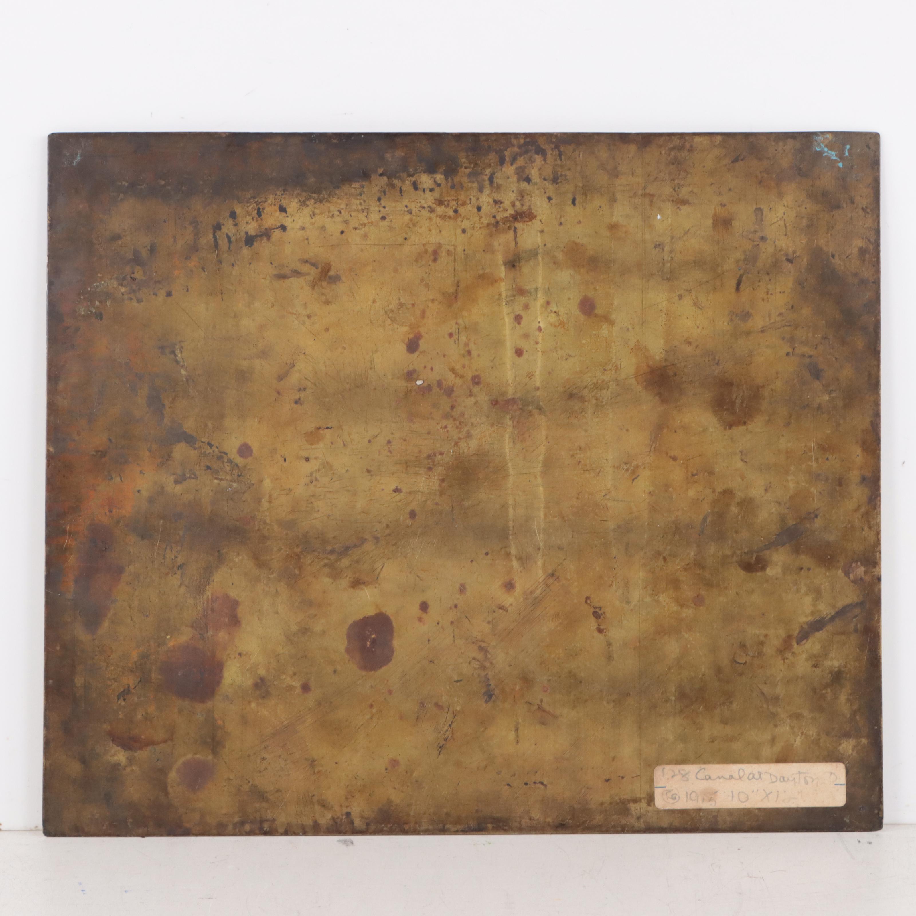 Edward T. Hurley Etched Copper Plate of Dayton Canal, 1915