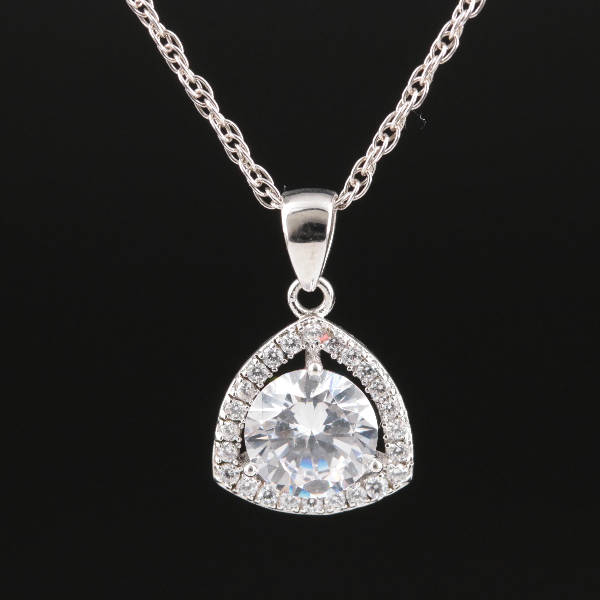 Sterling Cubic Zirconia Pendant Necklace