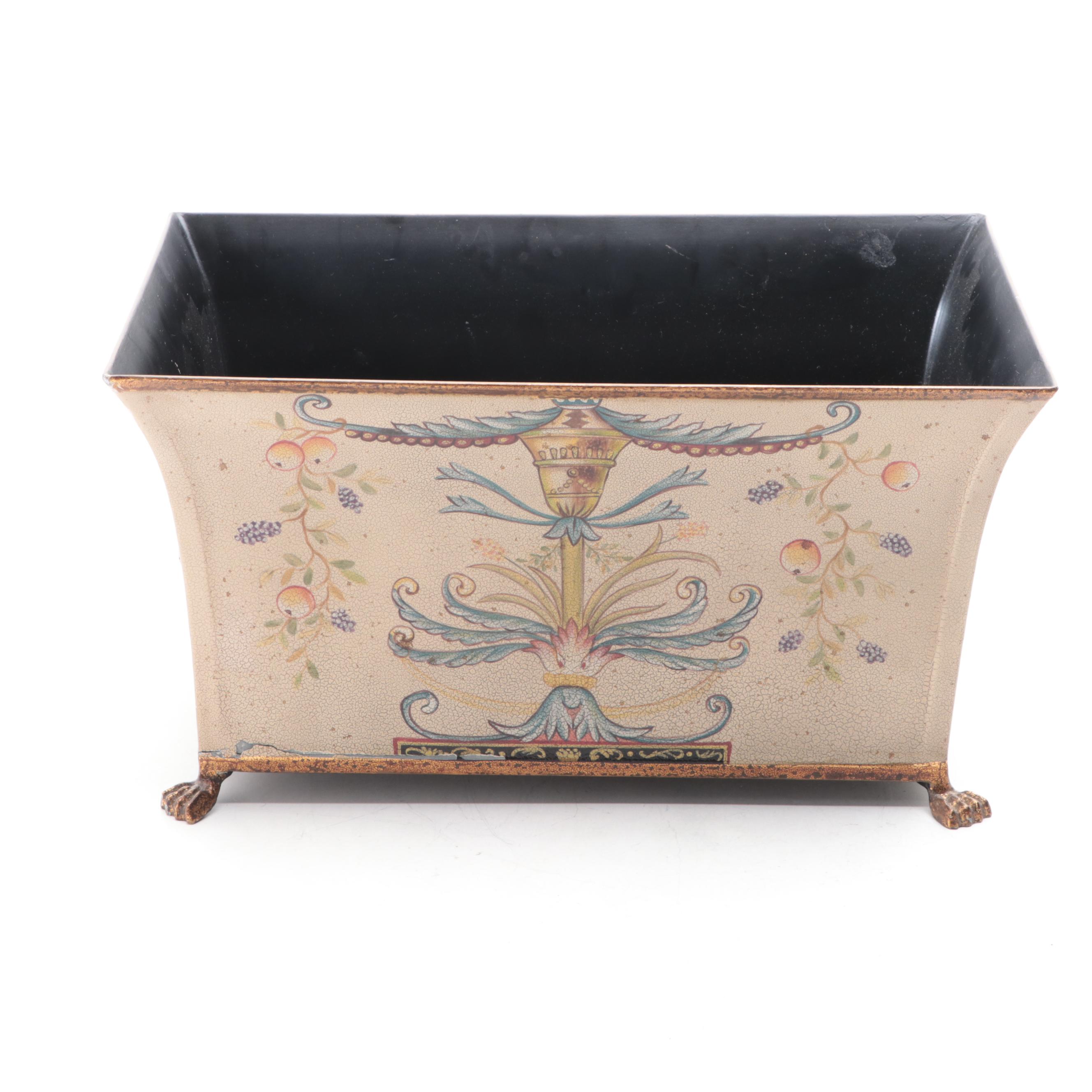 Rococo Style Toleware Brass Lions Head Handled and Paw Footed Planter