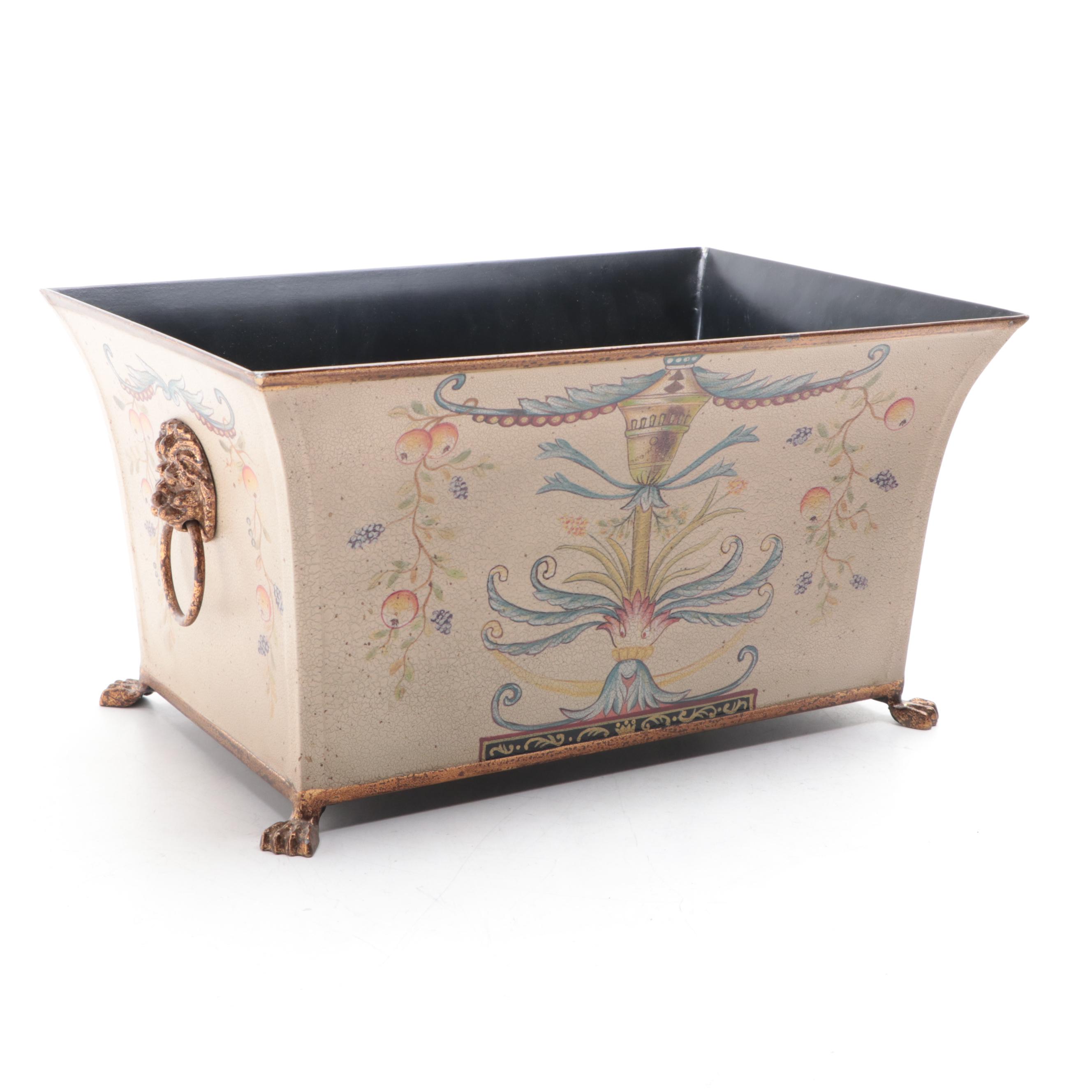 Rococo Style Toleware Brass Lions Head Handled and Paw Footed Planter