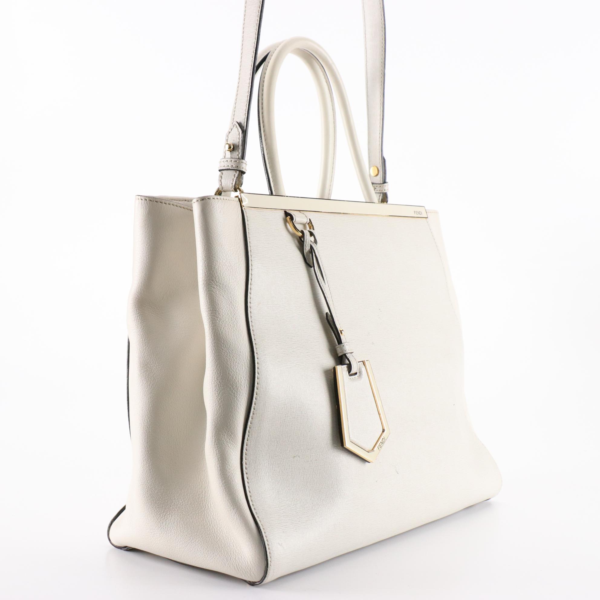 Fendi Medium 2Jours Bag in Cross Grain Textured and Grain Leather