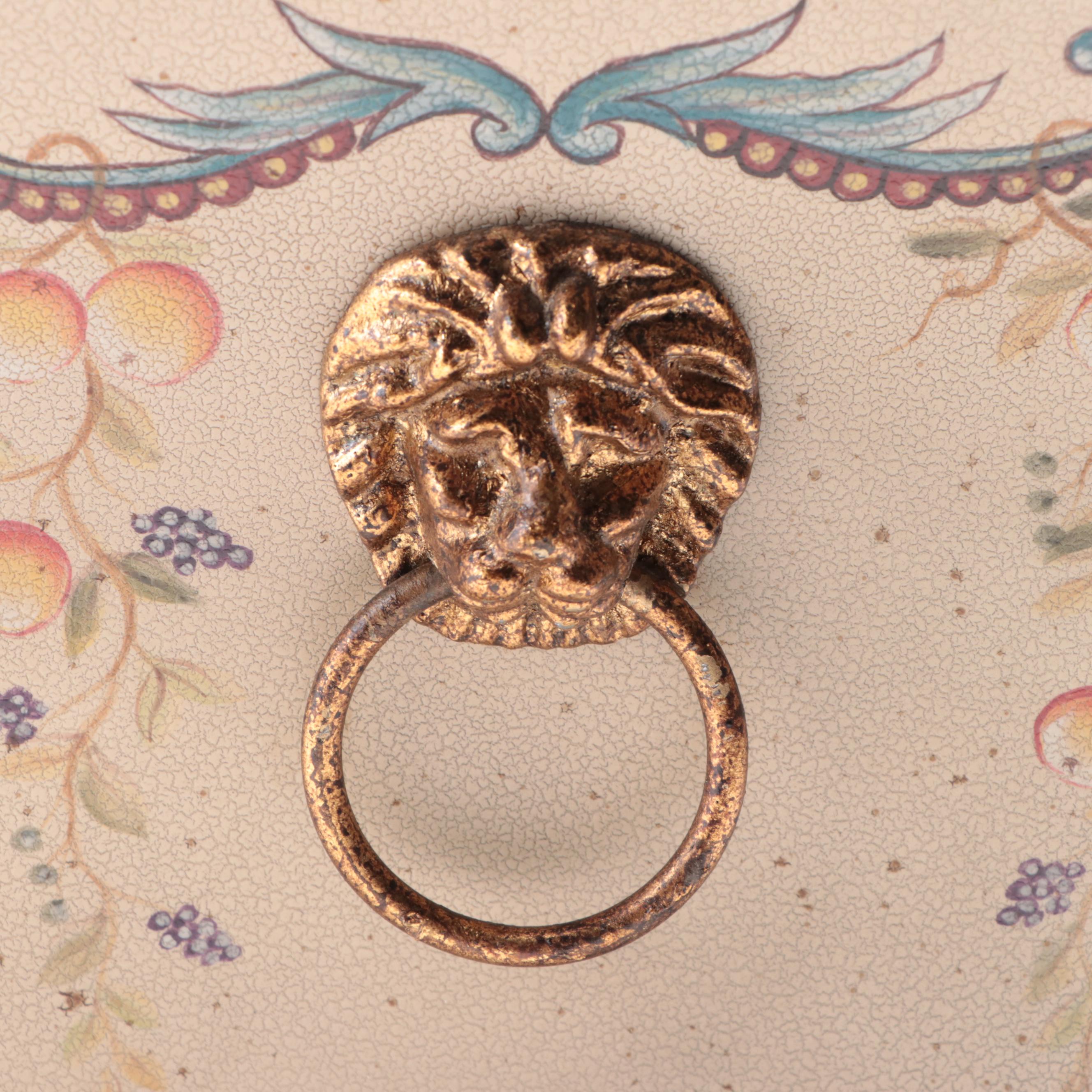 Rococo Style Toleware Brass Lions Head Handled and Paw Footed Planter