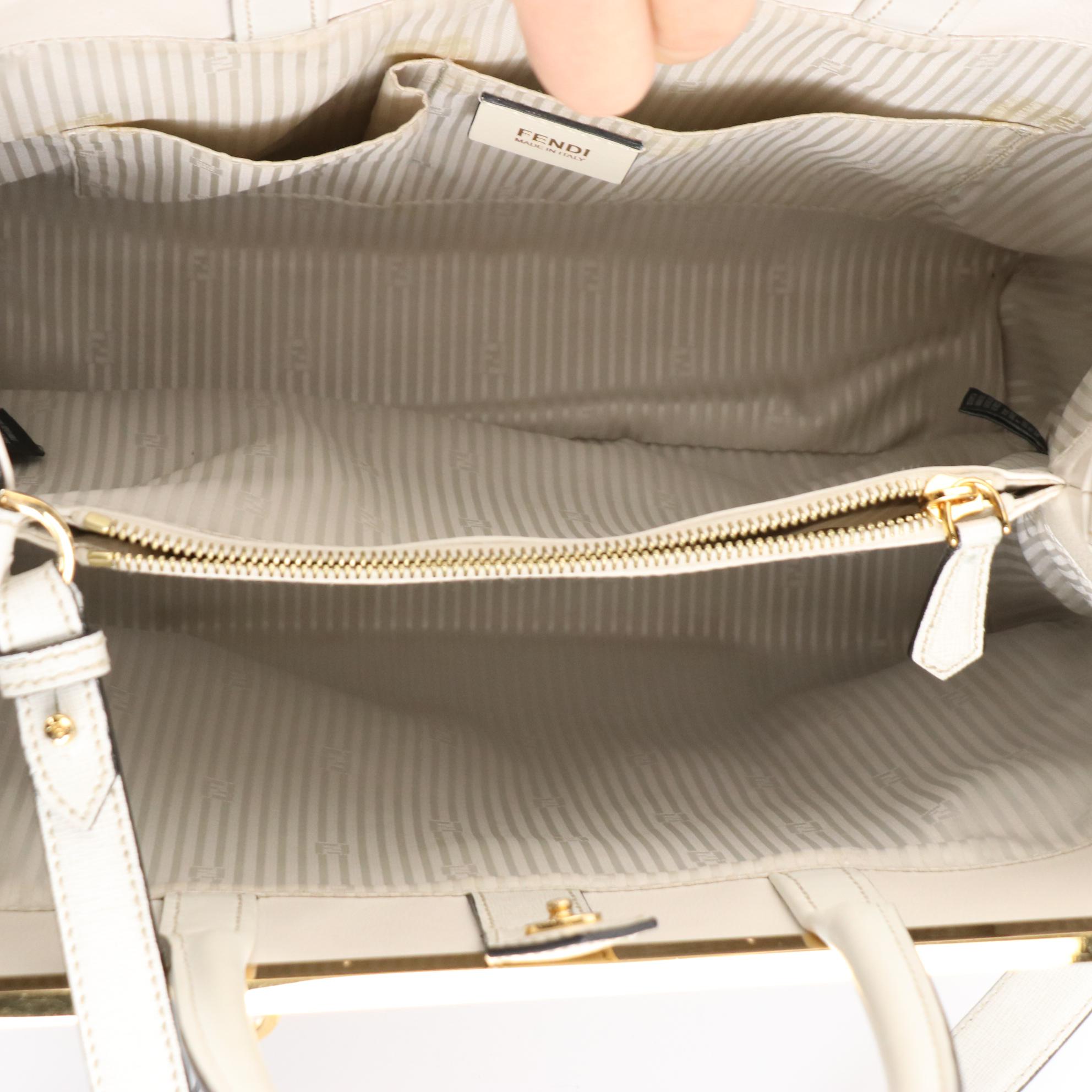 Fendi Medium 2Jours Bag in Cross Grain Textured and Grain Leather