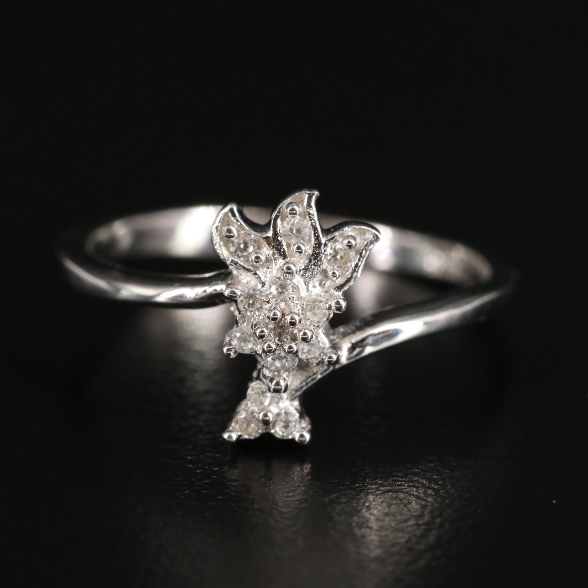 Sterling Cubic Zirconia Bypass Ring