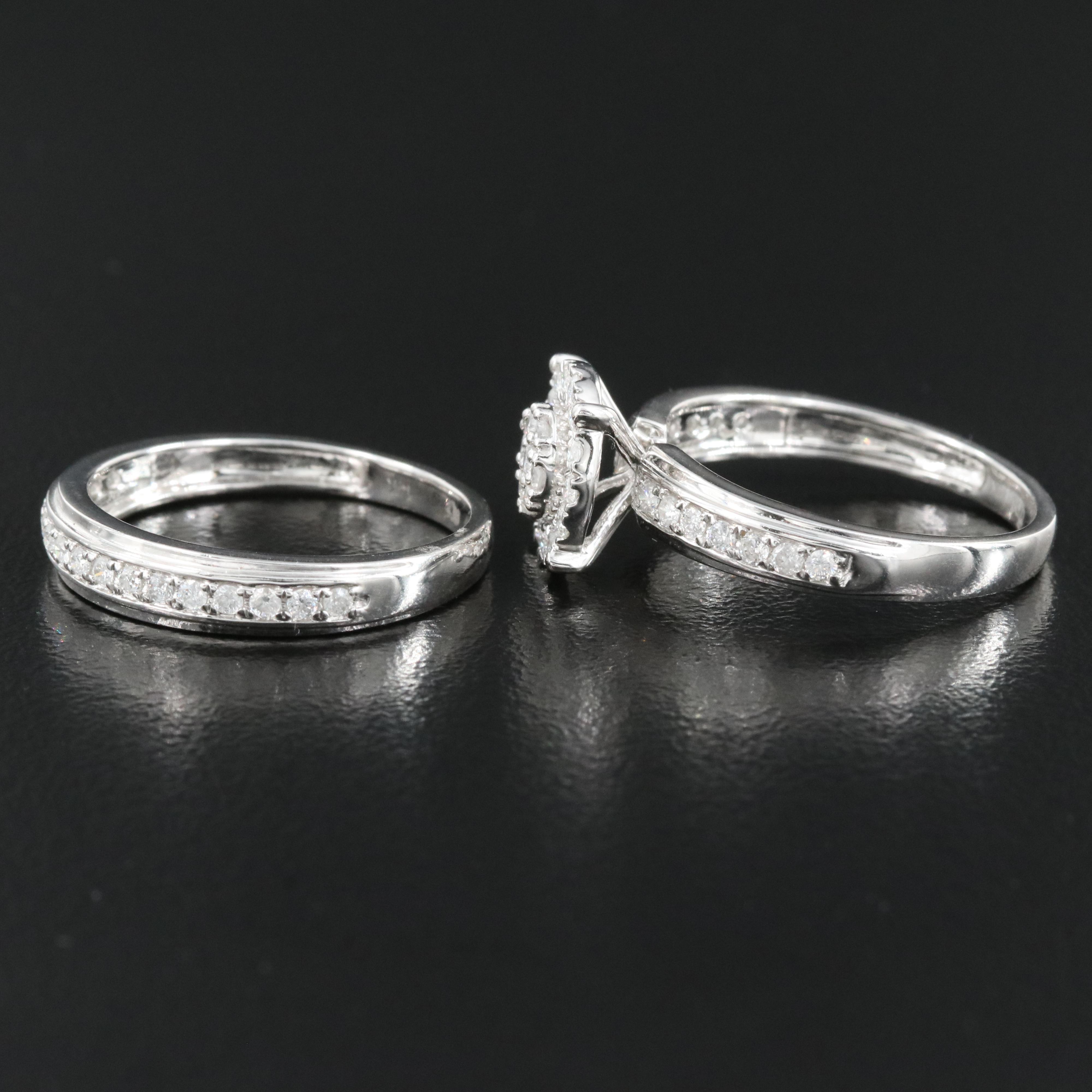 14K 0.78 CTW Diamond Ring and Band Set