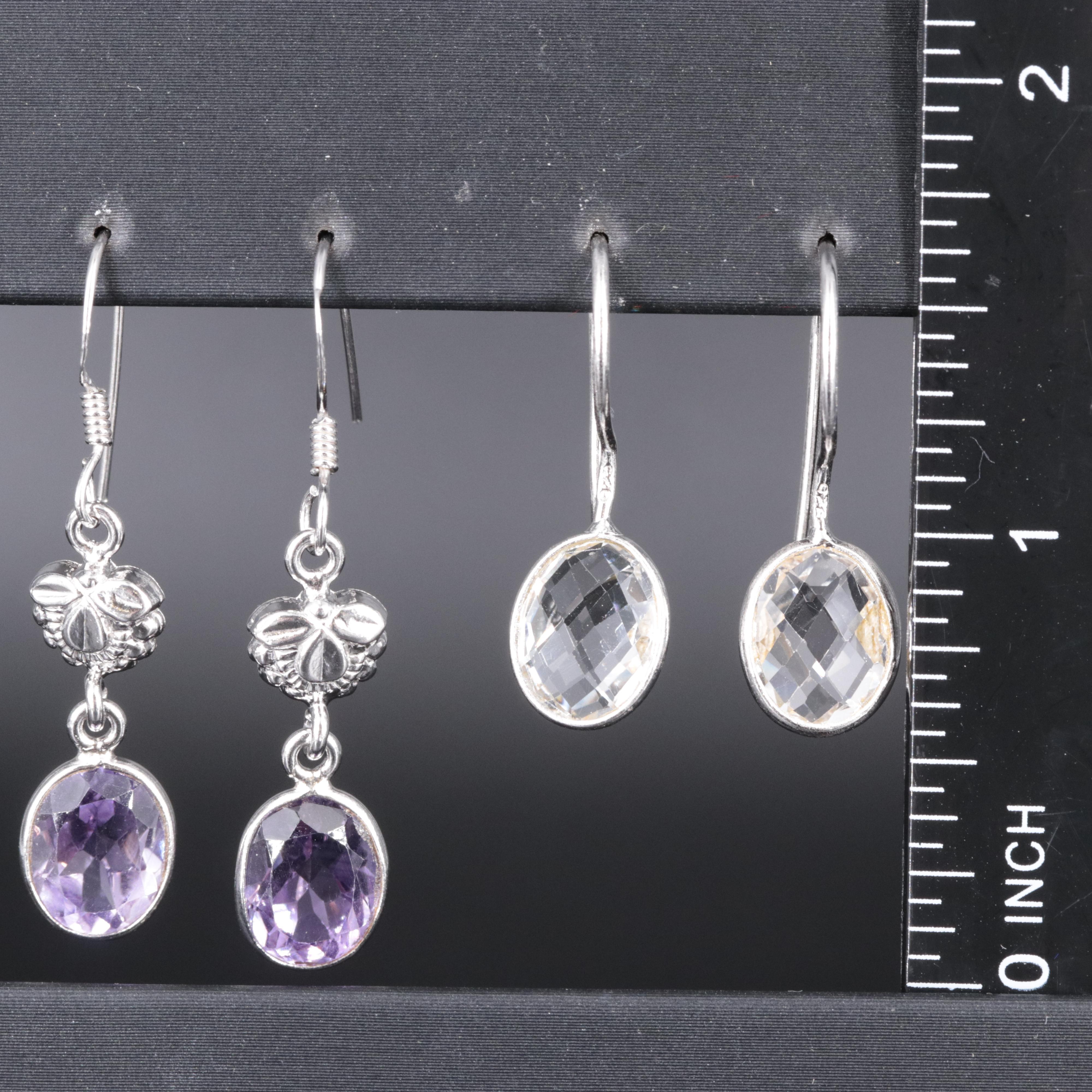 Sterling Silver Gemstone Earrings with Bow Accent