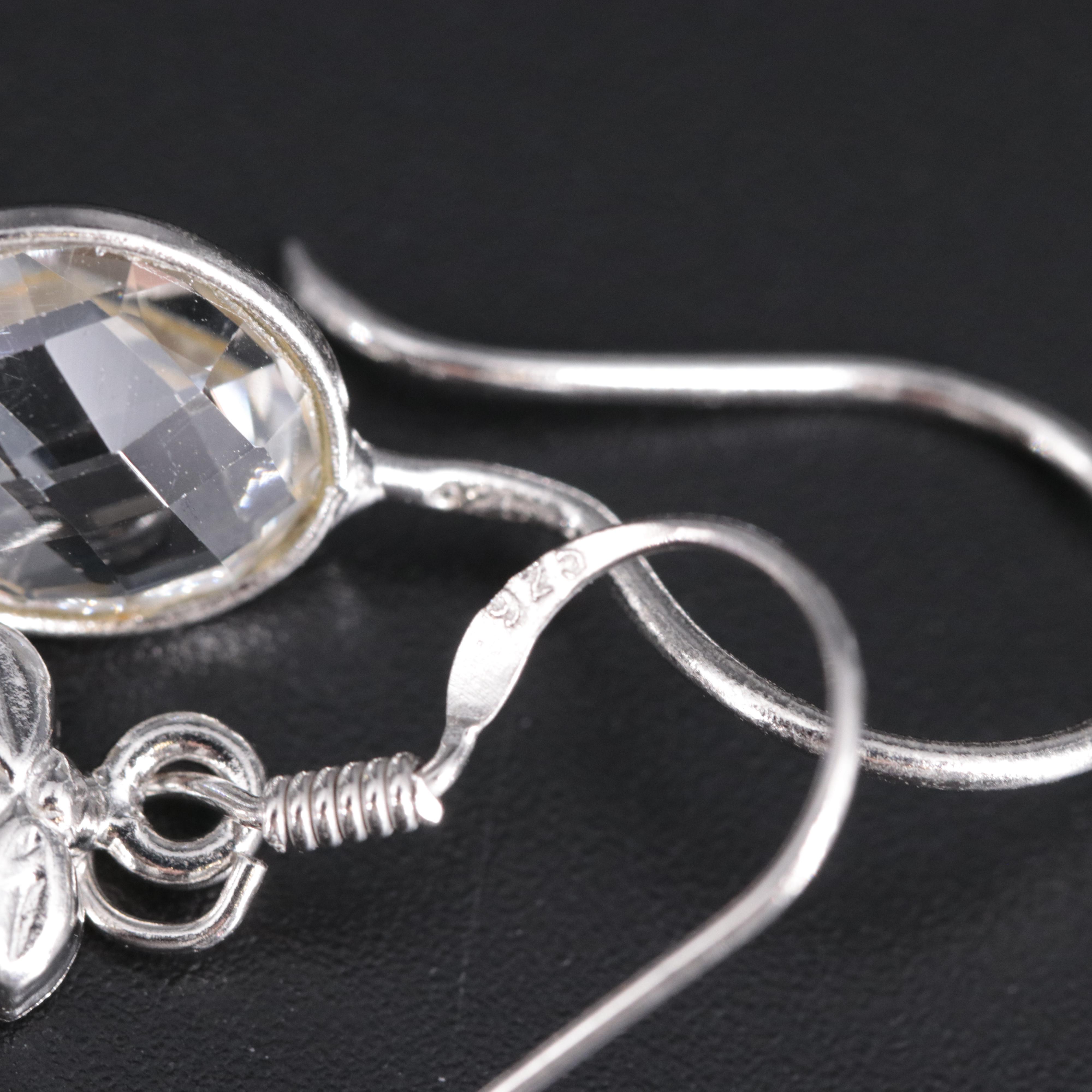 Sterling Silver Gemstone Earrings with Bow Accent