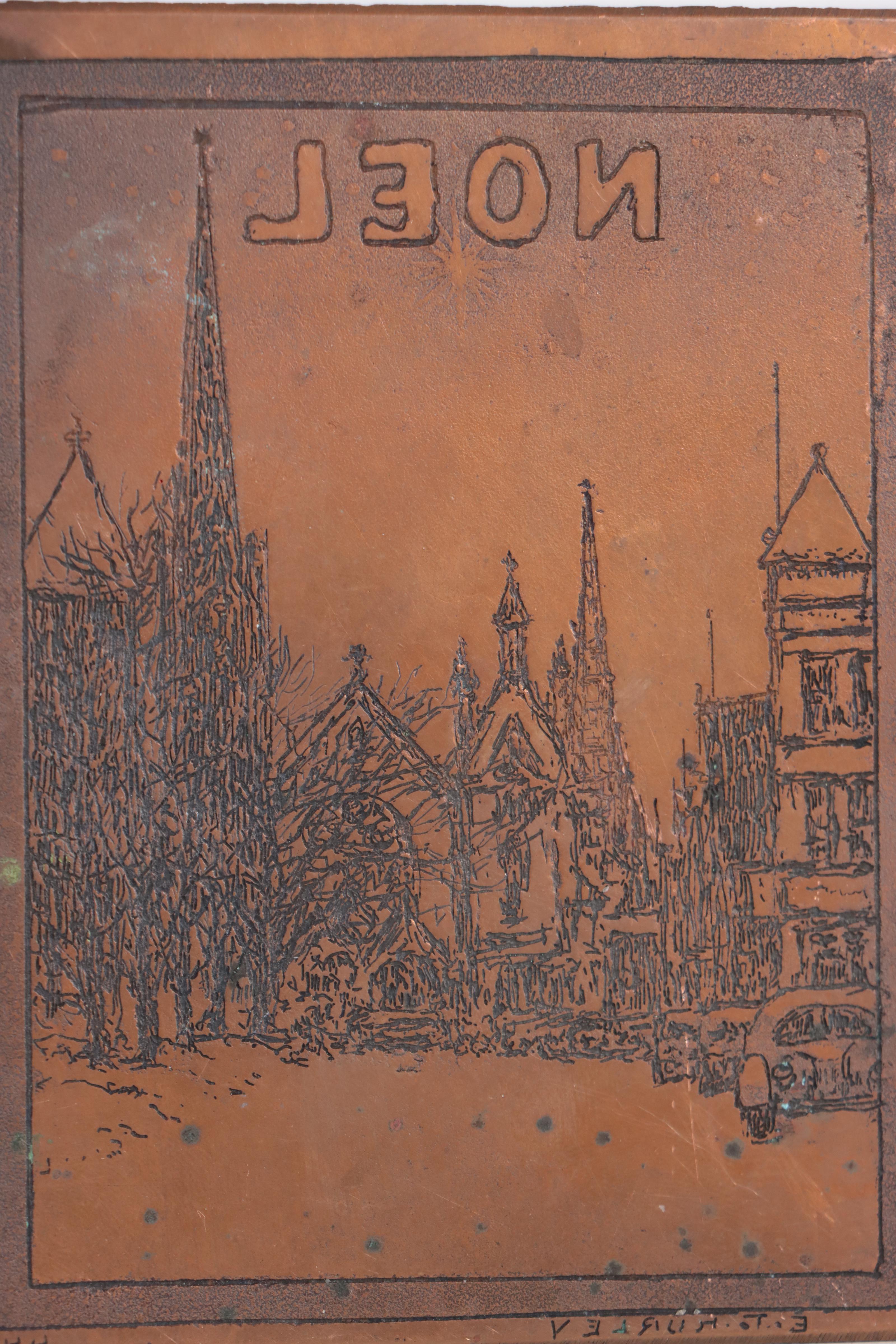 Edward T. Hurley Etched Copper Plates of Christmas Cards and More