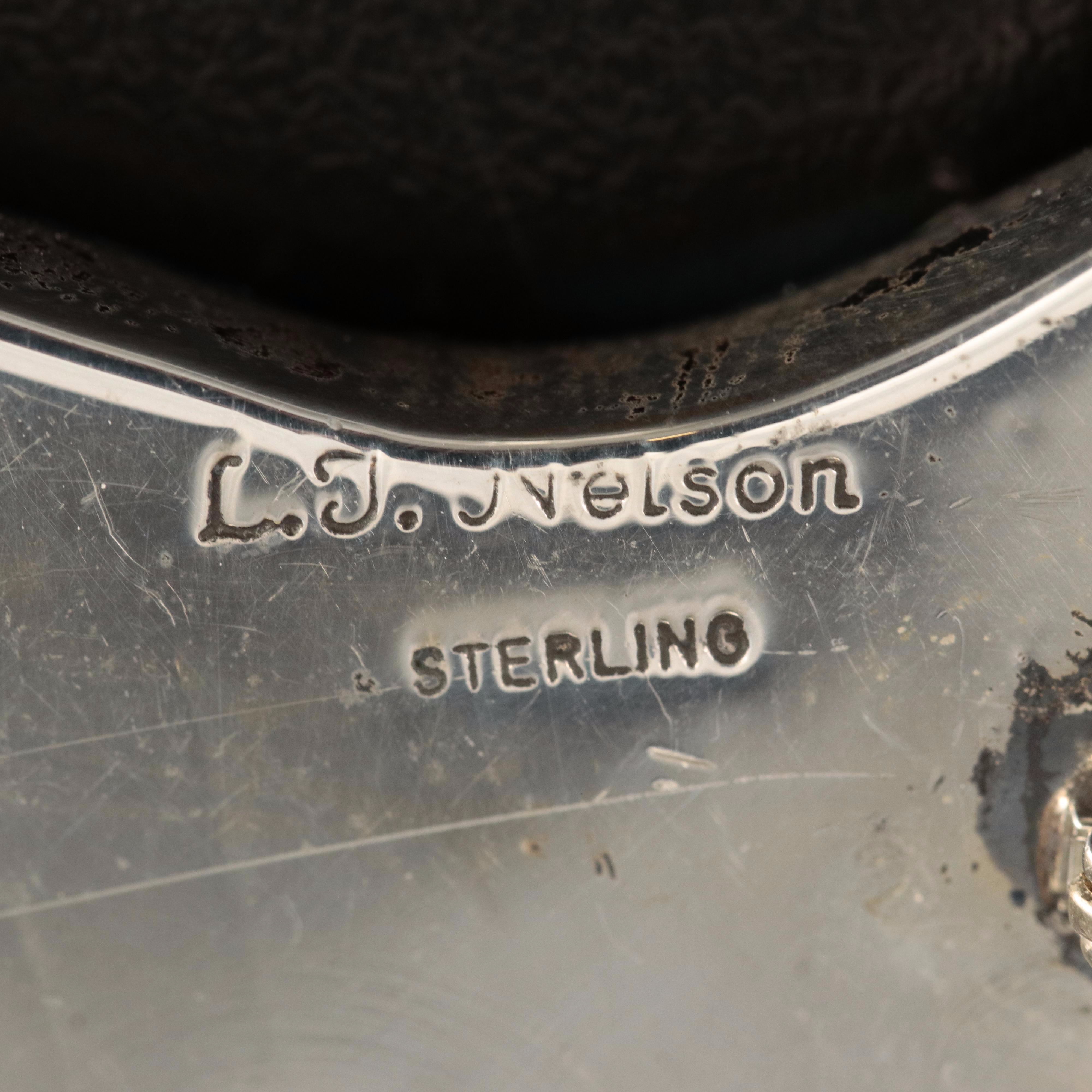 Southwestern L.J. Nelson Sterling Inlay Horse Brooch