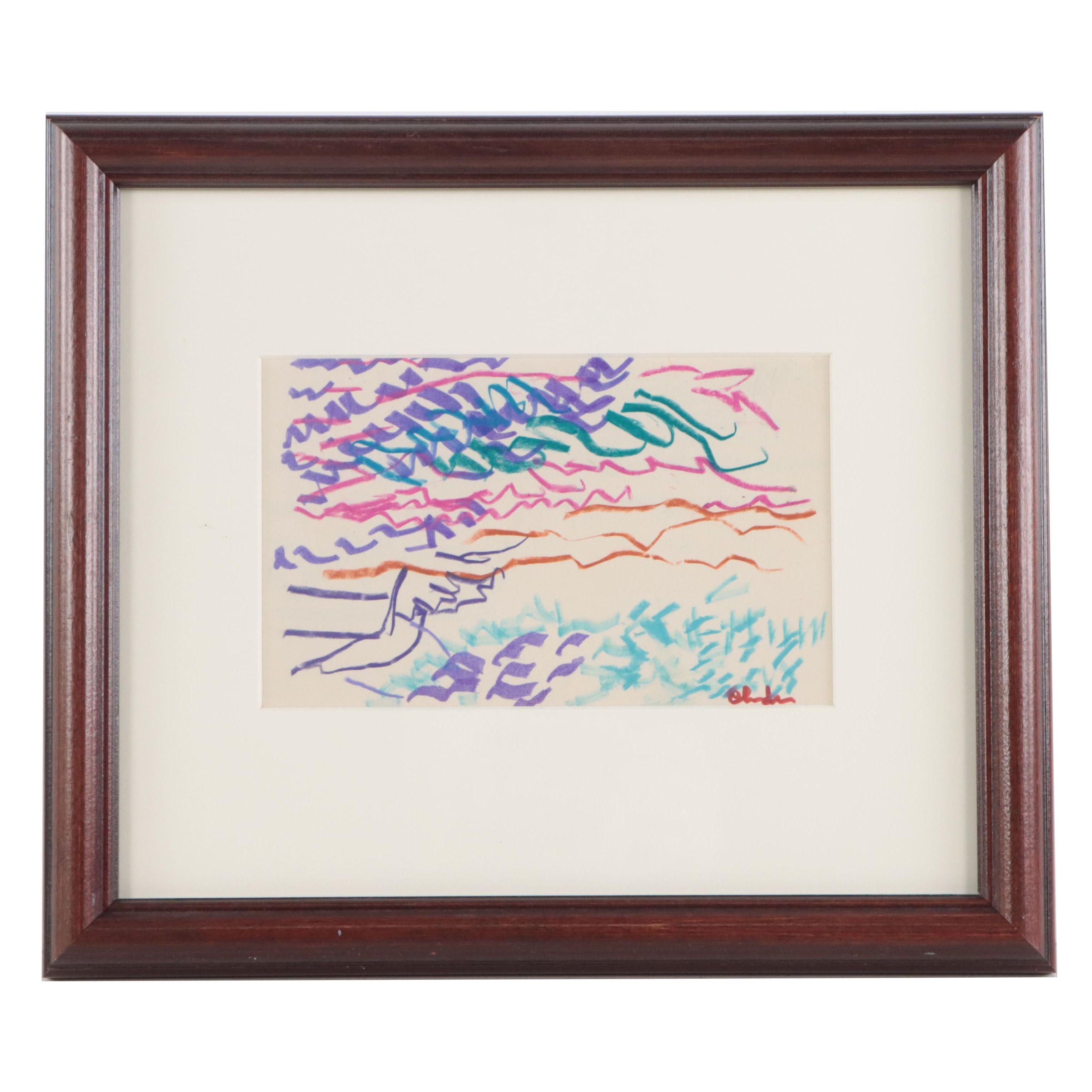 Paul Chidlaw Expressionist Mixed Media Drawing