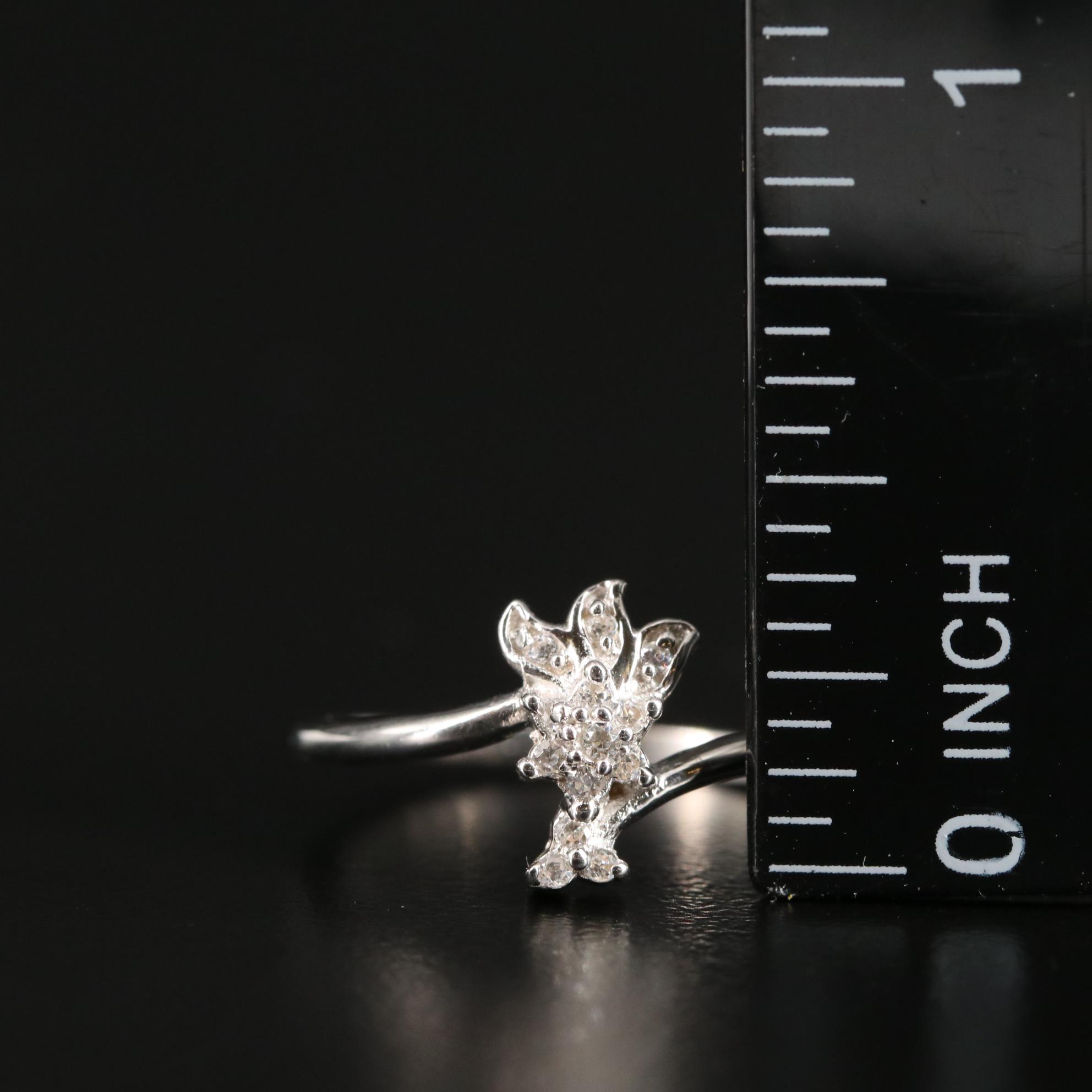 Sterling Cubic Zirconia Bypass Ring