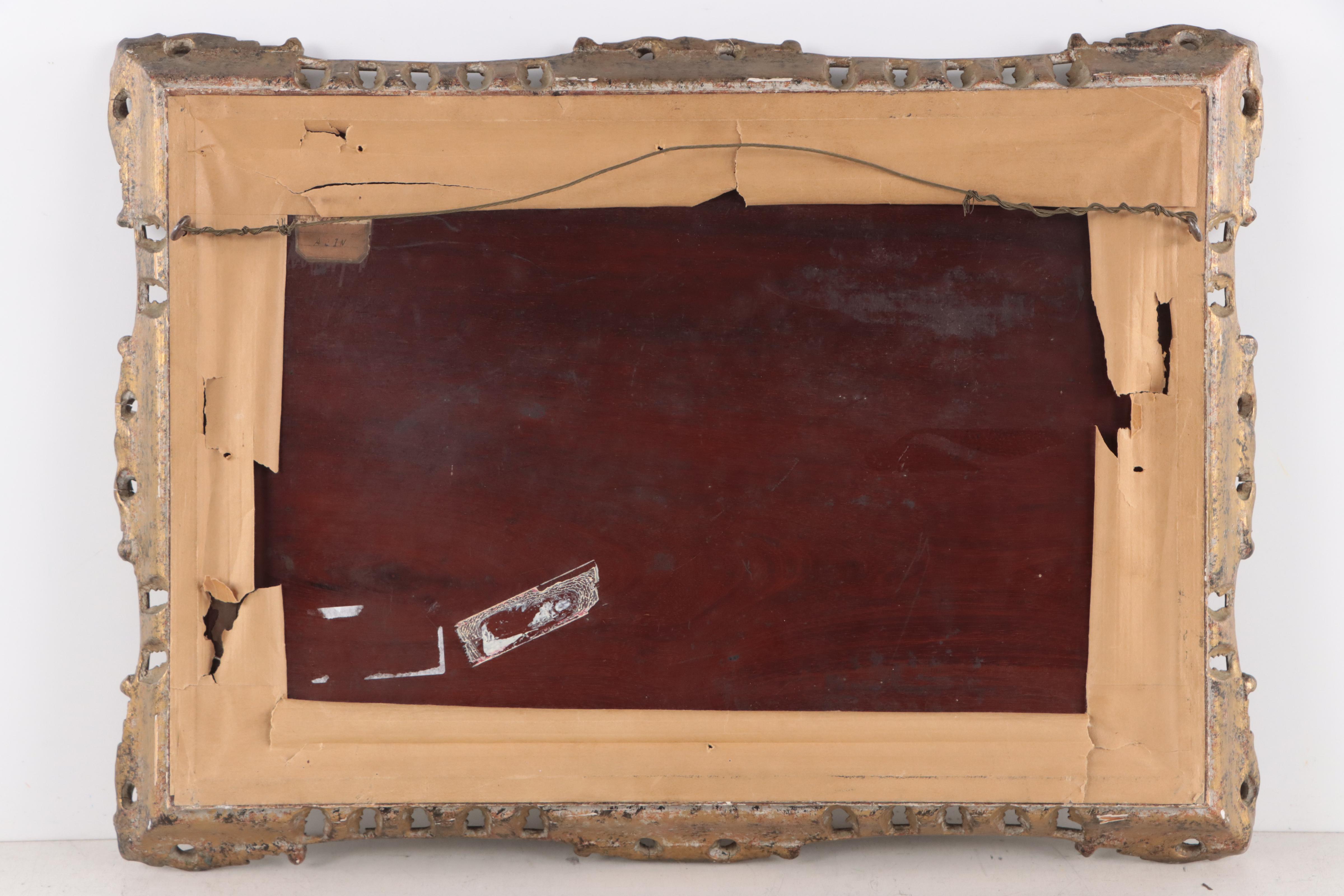 Bucolic Oil Painting of Chickens in a Barn, Late 19th-Early 20th Century