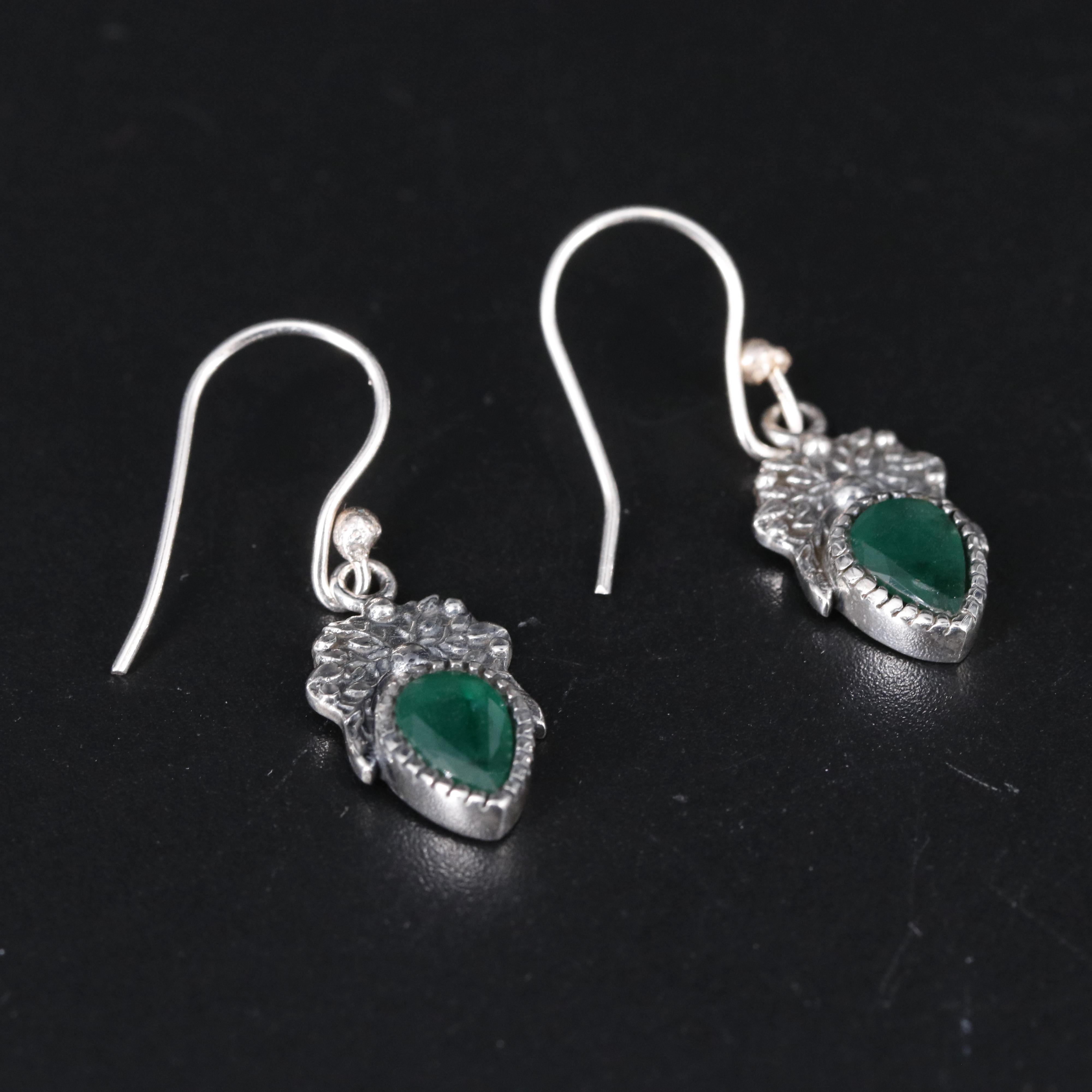 Sterling Silver Emerald Earrings