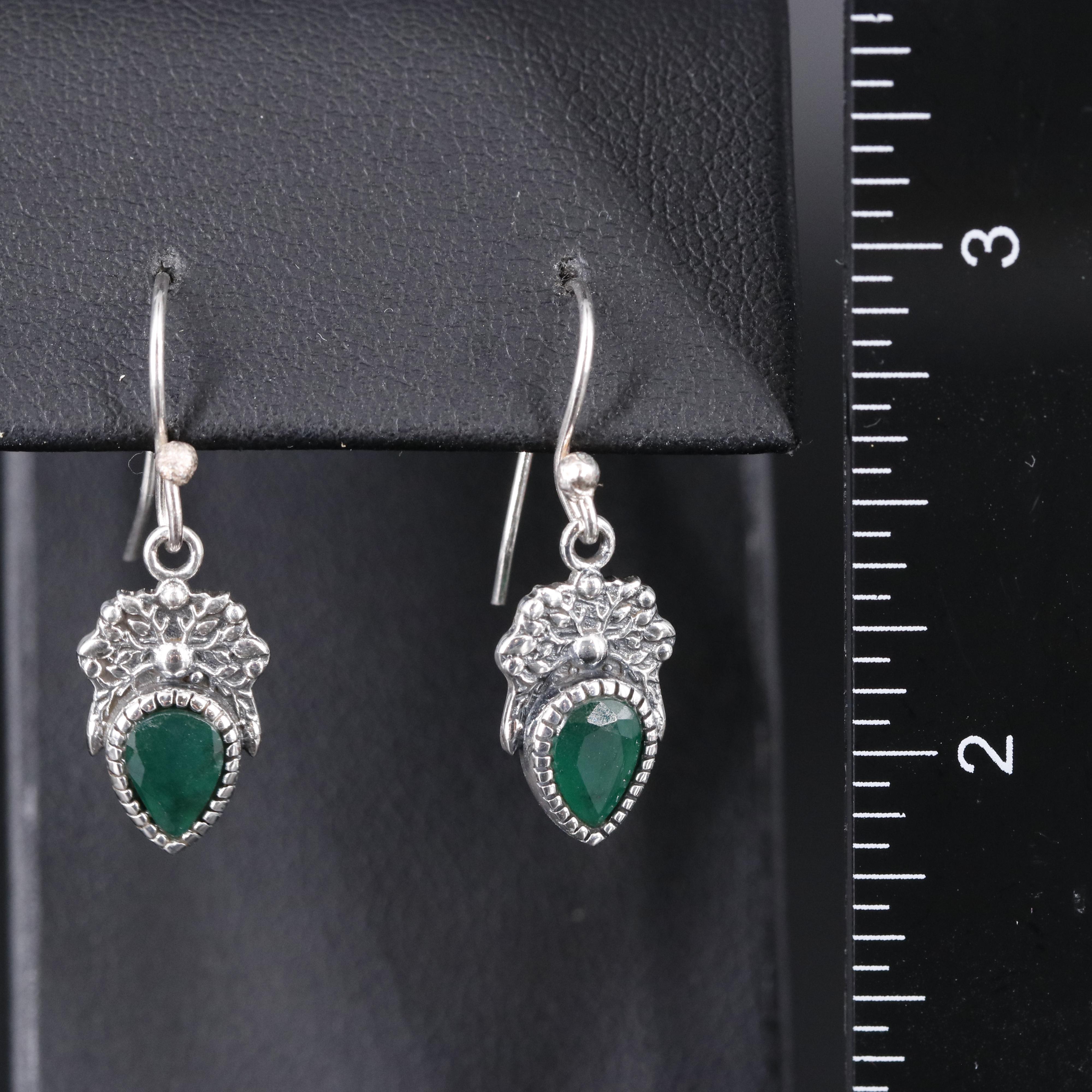Sterling Silver Emerald Earrings