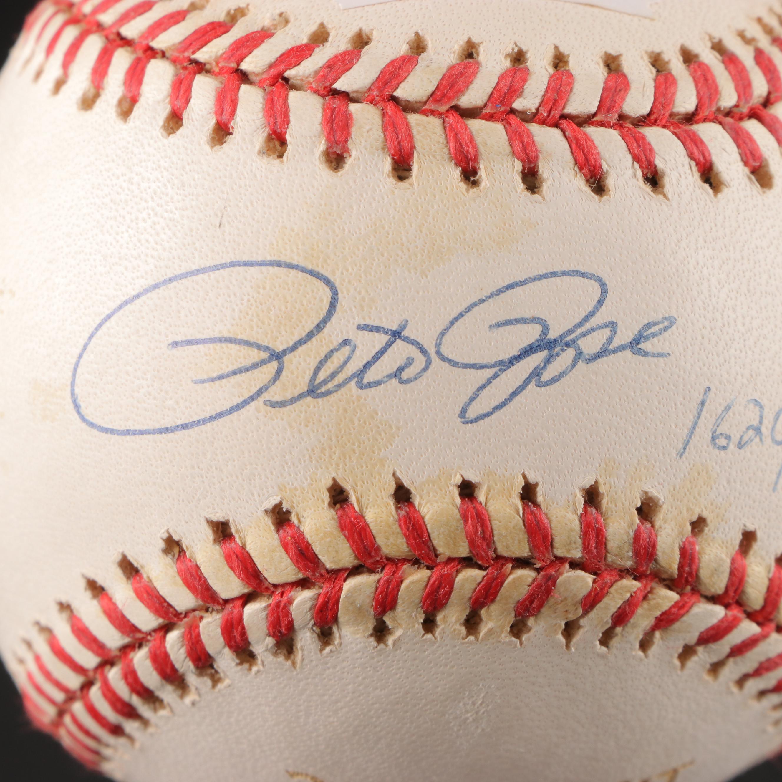 Rose Signed 3000th Hit with Brennaman, May and Phillips Signed Reds Baseballs