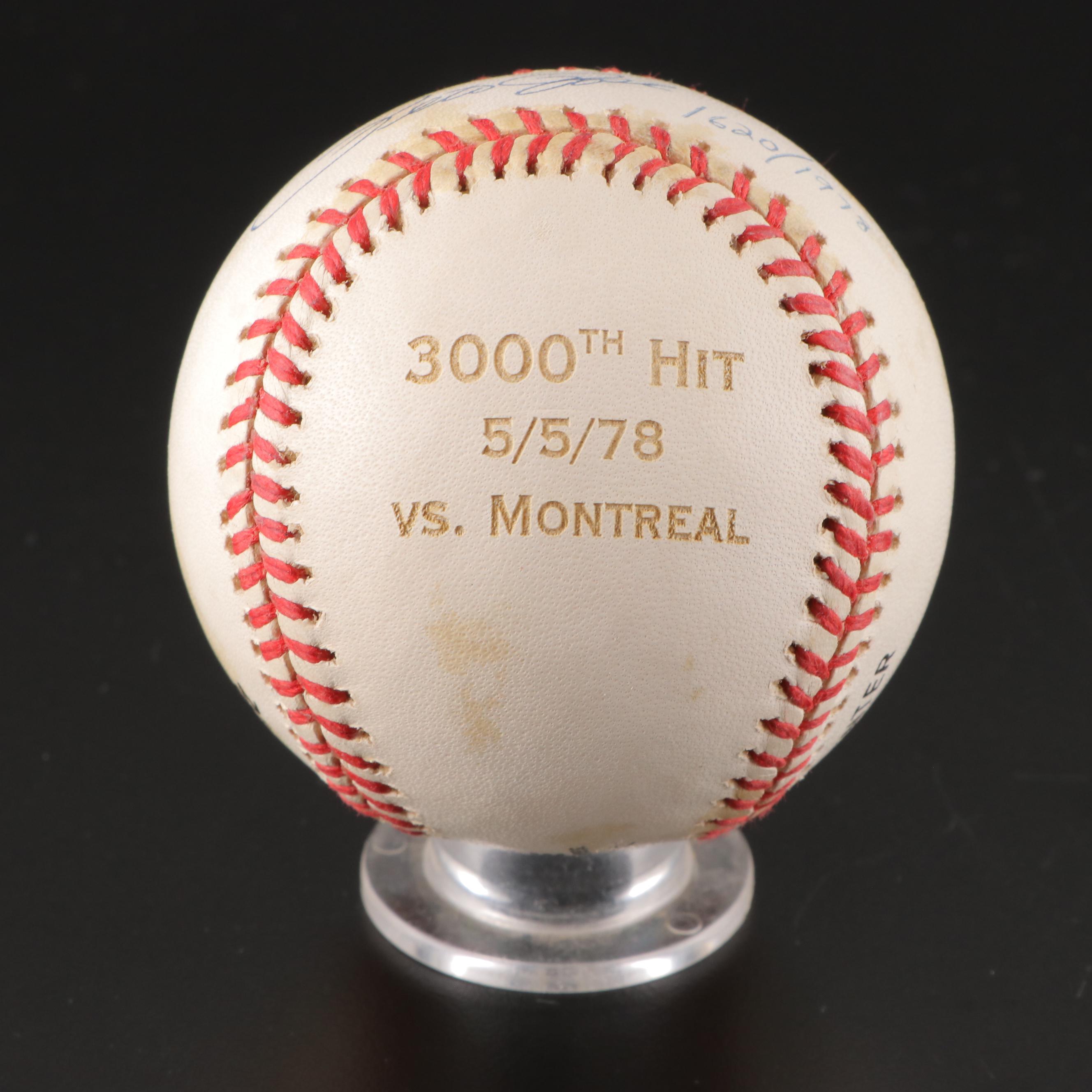 Rose Signed 3000th Hit with Brennaman, May and Phillips Signed Reds Baseballs