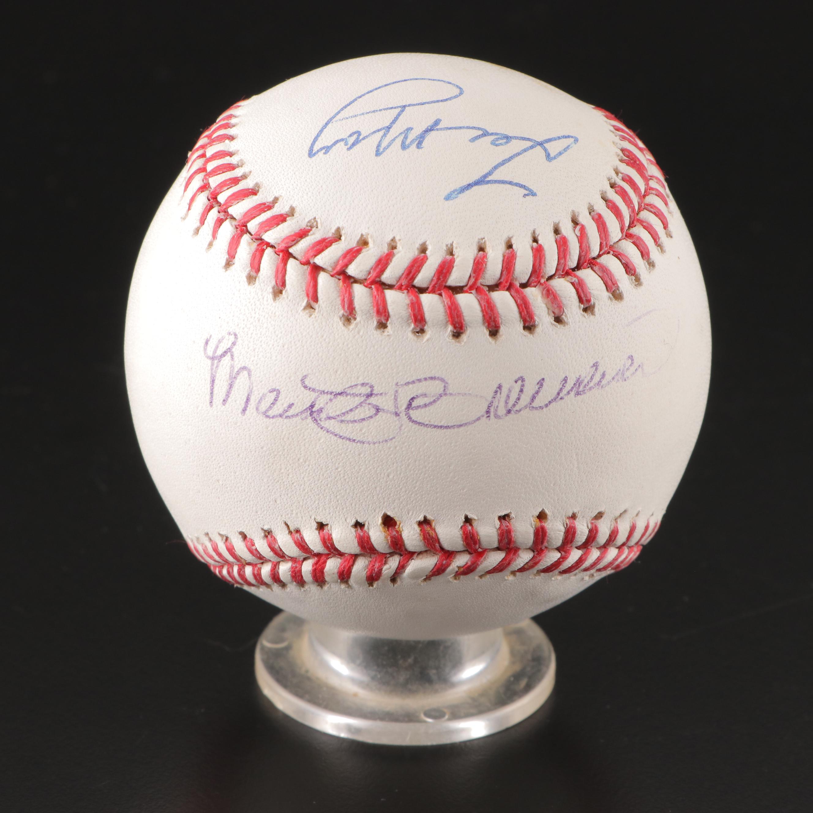 Rose Signed 3000th Hit with Brennaman, May and Phillips Signed Reds Baseballs