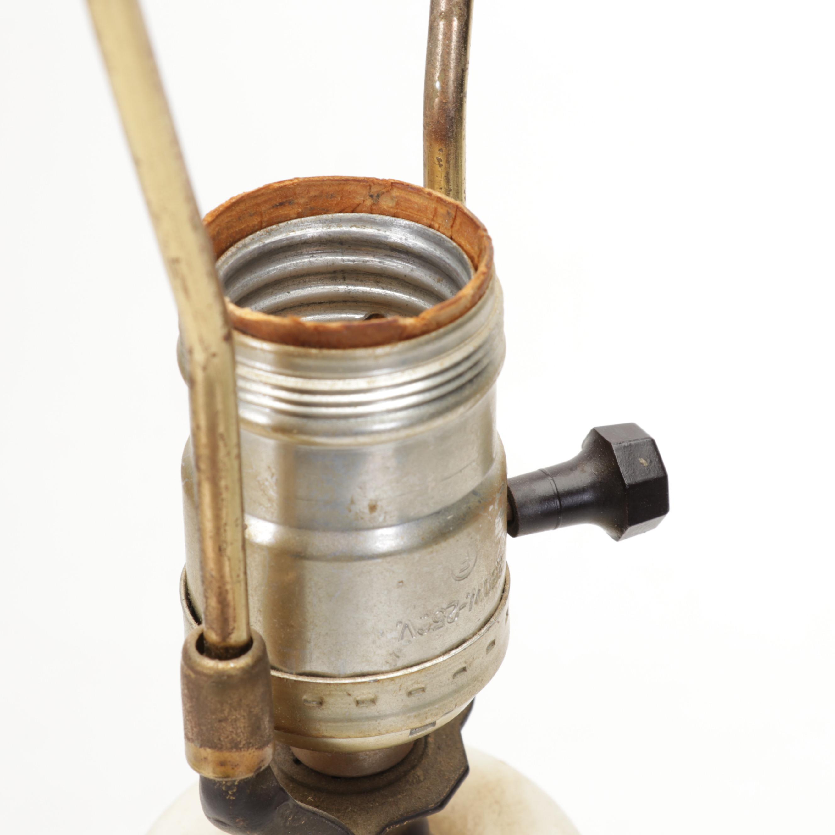 Two Carved Marble Table Lamps, Mid-20th Century