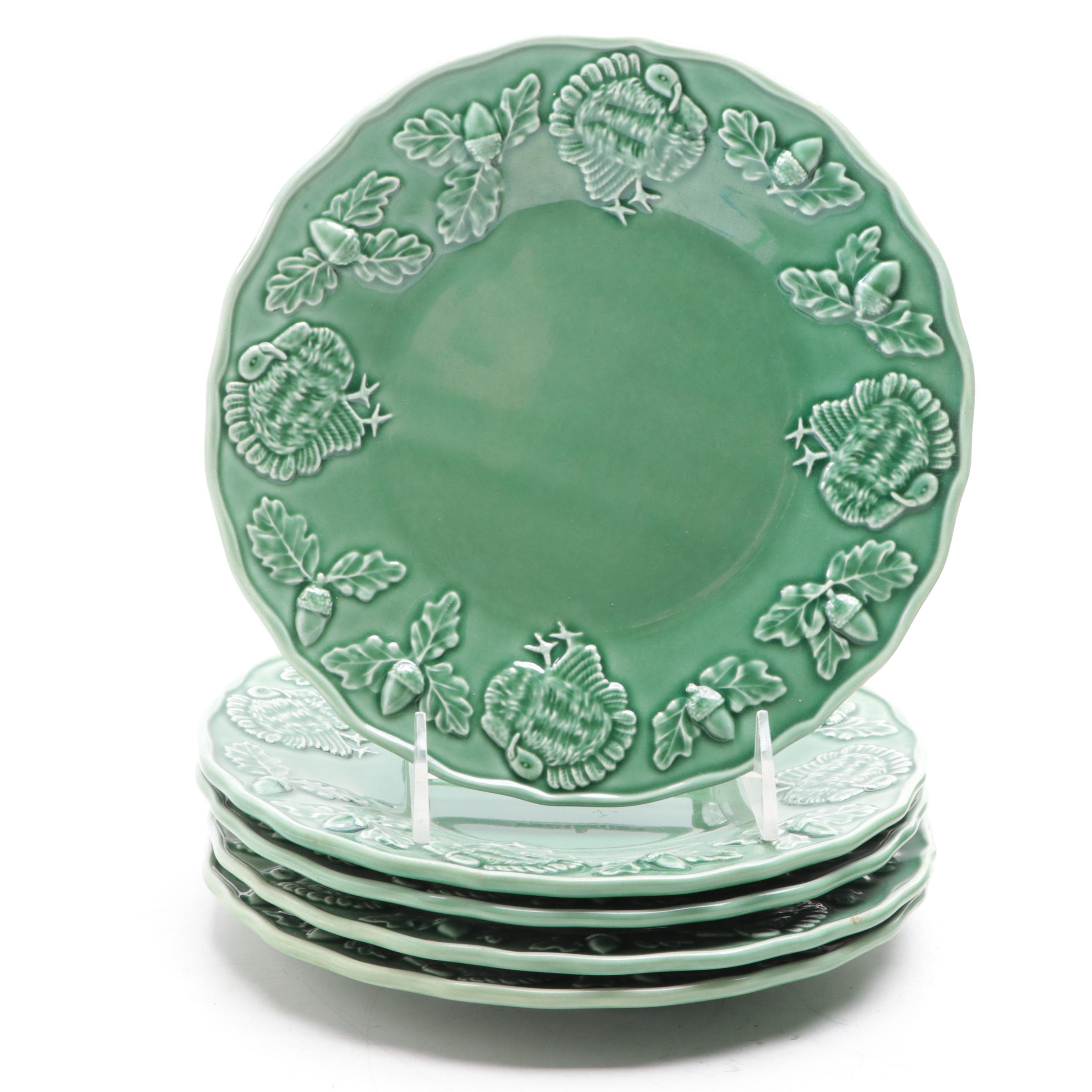 Bordallo Pinheiro Portuguese Majolica Plates and Asparagus Dish