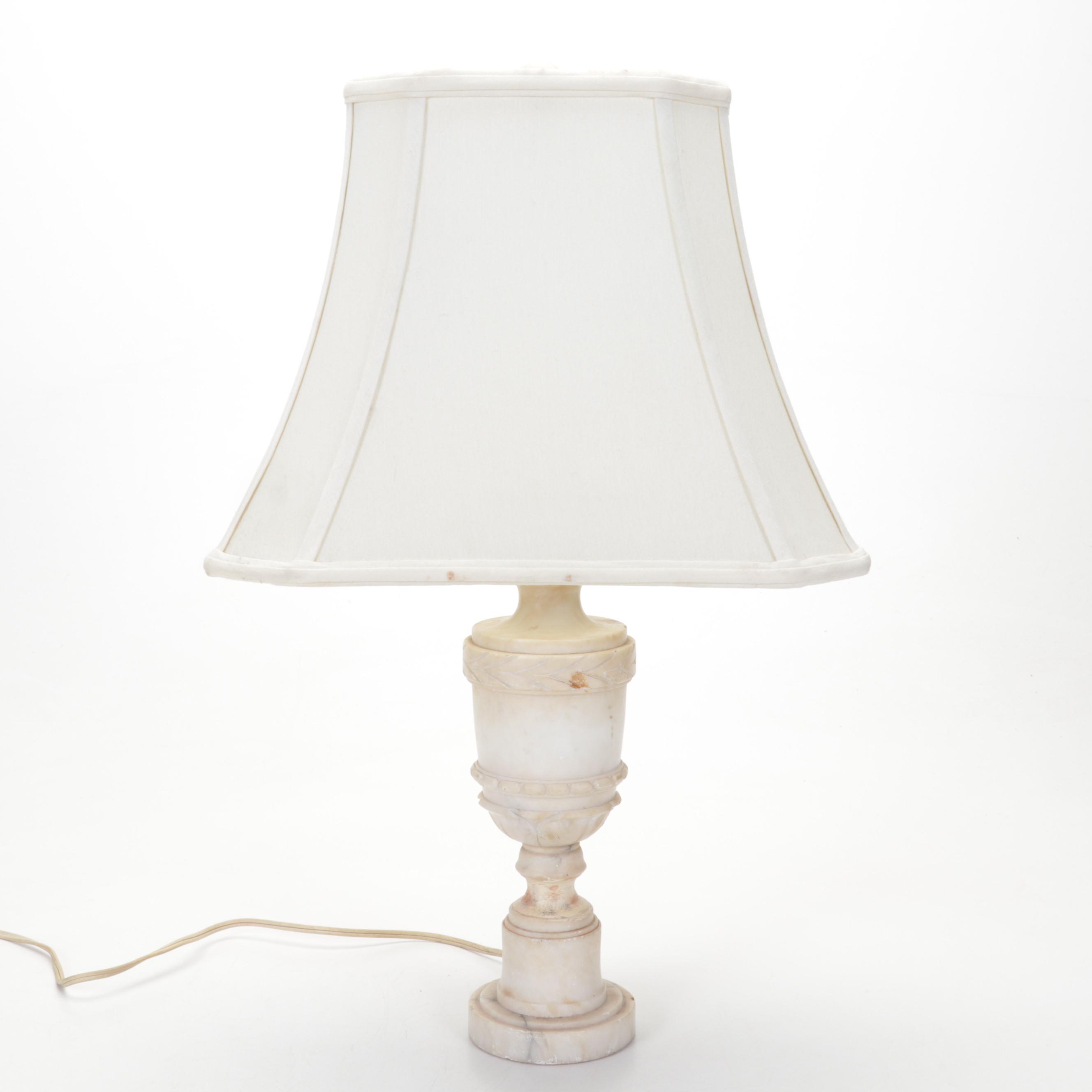 Two Carved Marble Table Lamps, Mid-20th Century