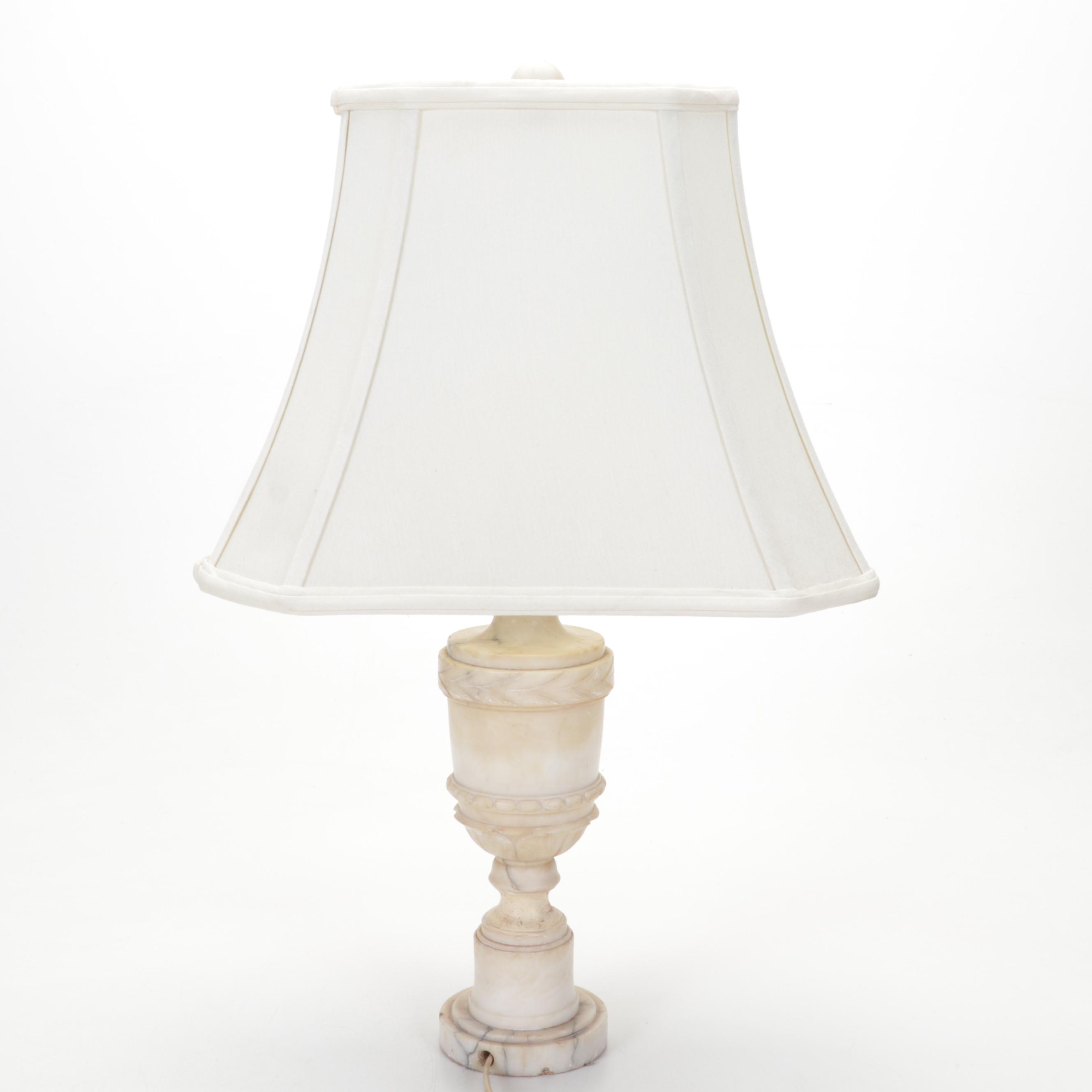 Two Carved Marble Table Lamps, Mid-20th Century