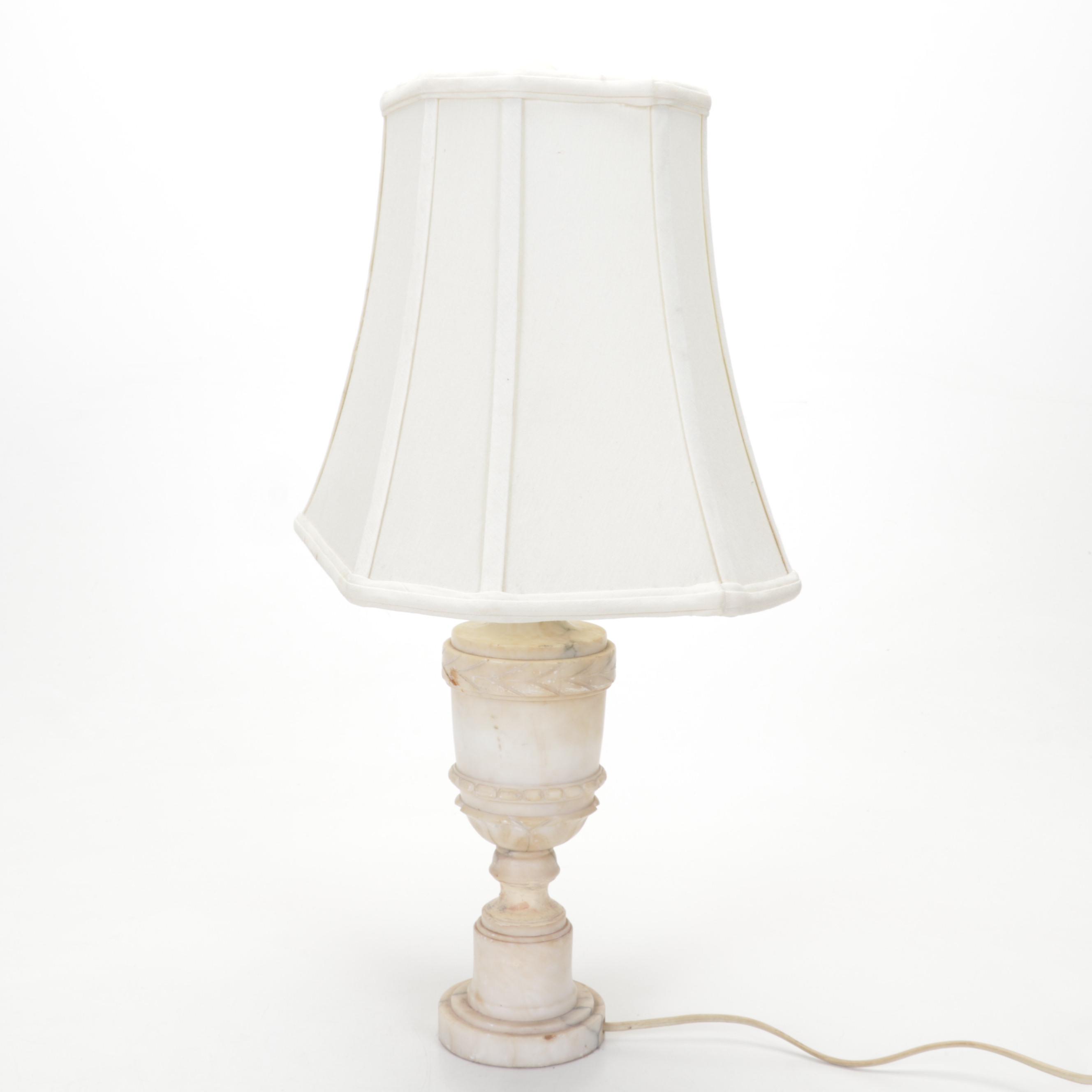 Two Carved Marble Table Lamps, Mid-20th Century